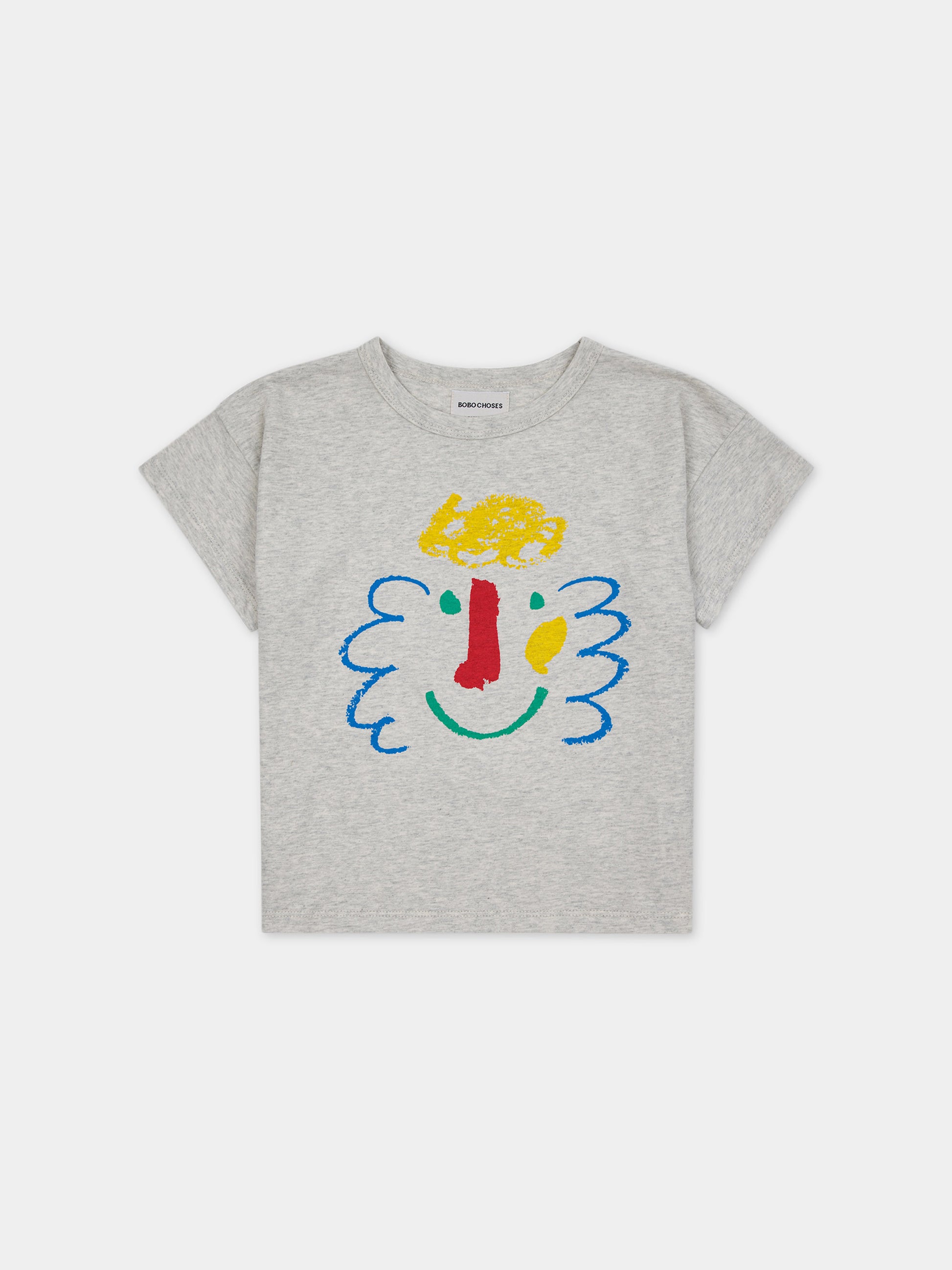 T-shirt grigia per bambini con stampa multicolor,Bobo Choses,124AC005