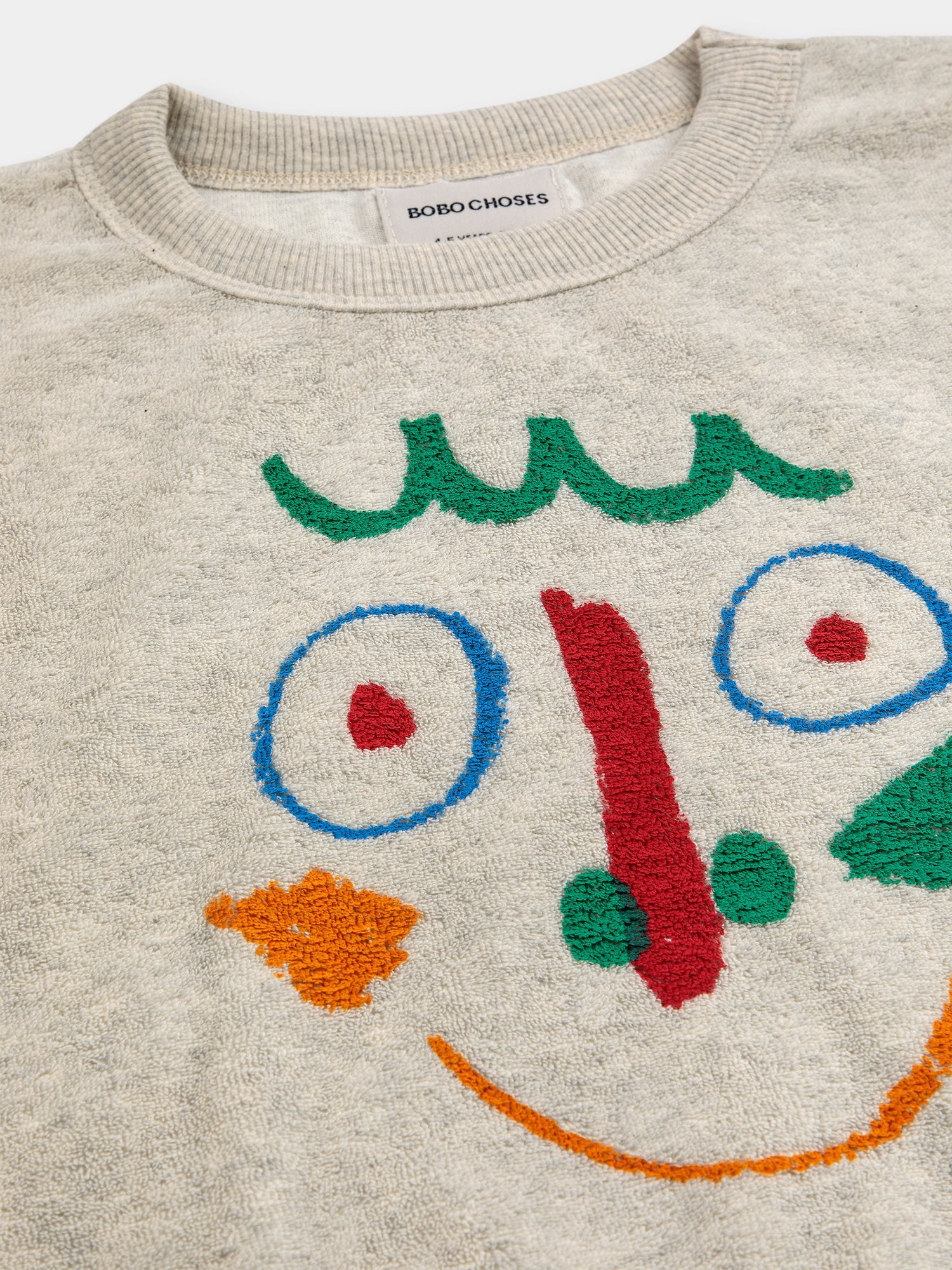 Felpa grigia per bambini con fantasia viso multicolor,Bobo Choses,124AC045