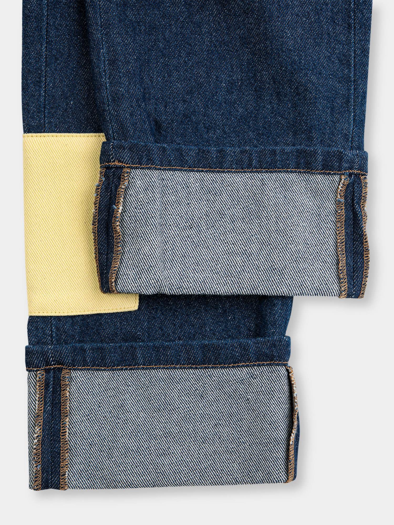 Jeans in denim per bambini con toppe multicolor e logo,Bobo Choses,124AC116