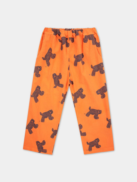 Pantaloni arancioni per bambini con fantasia ghepardi all-over,Bobo Choses,124AC108