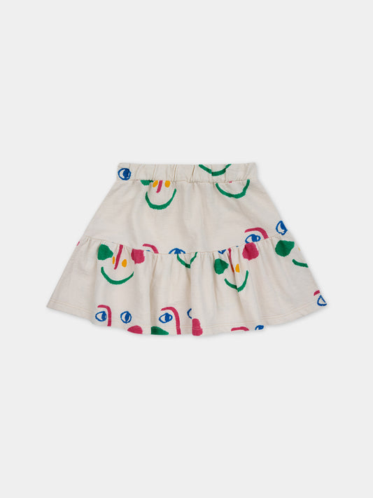 Gonna bianca con stampa per bambina,Bobo Choses,124AC087