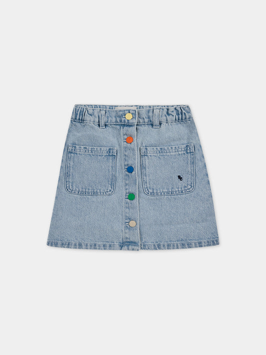 Gonna in denim per bambina con bottoni multicolor,Bobo Choses,124AC095