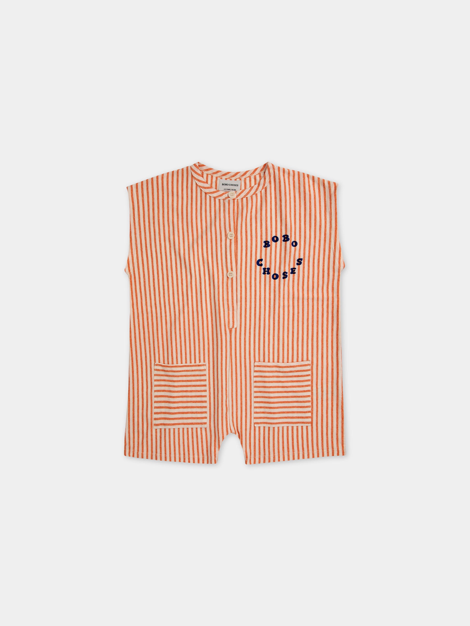 Tuta arancione per bambina con righe e logo,Bobo Choses,124AC118