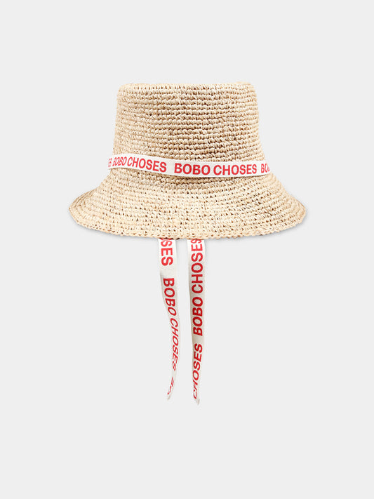 Cappello beige per bambina con logo,Bobo Choses,124AI030