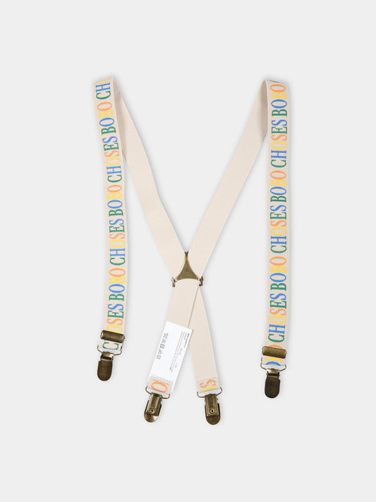 Bretelle avorio per bambino con logo,Bobo Choses,124AI038