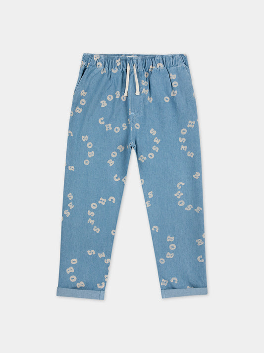 Jeans in denim per bambini con logo all-over,Bobo Choses,124AC117