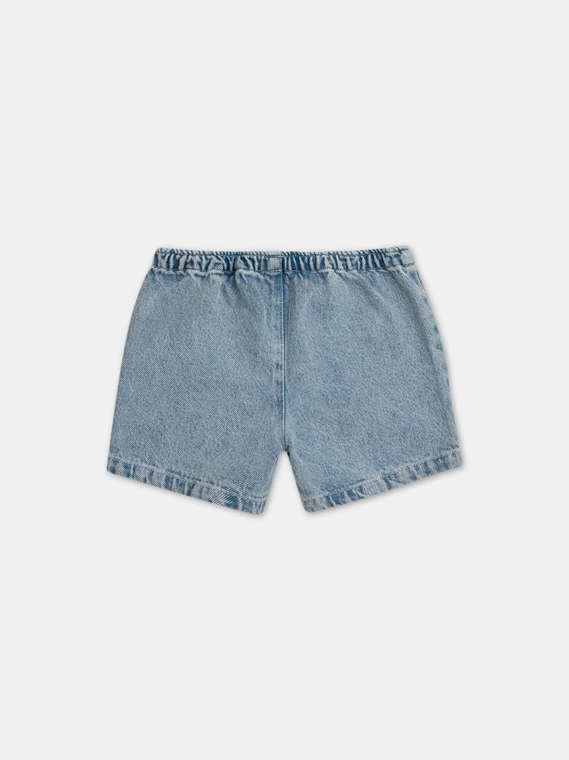Shorts in denim per neonato con tasche gialle e logo,Bobo Choses,124AB081