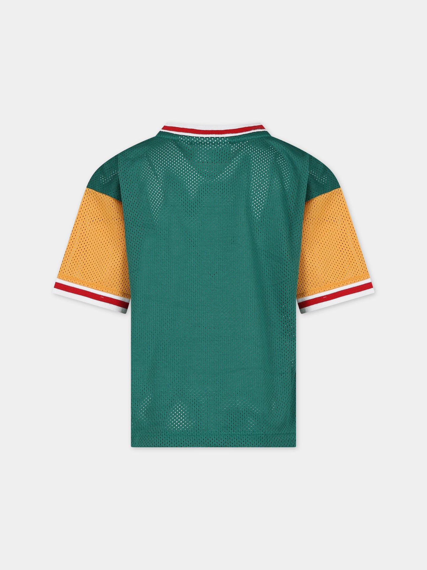 T-shirt verde per bambini con palla da basket,Mini Rodini,2422012375