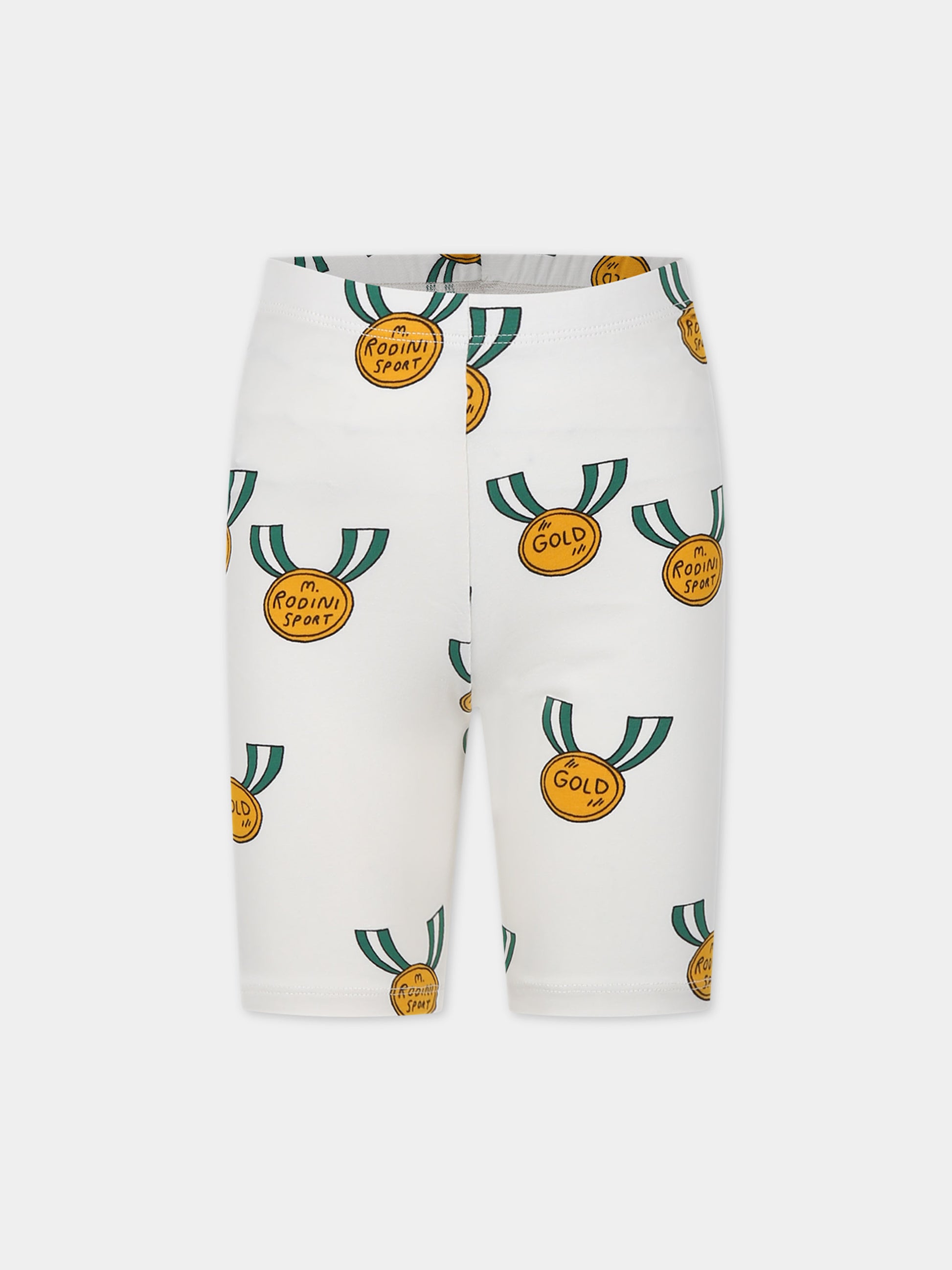 Shorts sportivo avorio per bambini con medaglie,Mini Rodini,2423014297