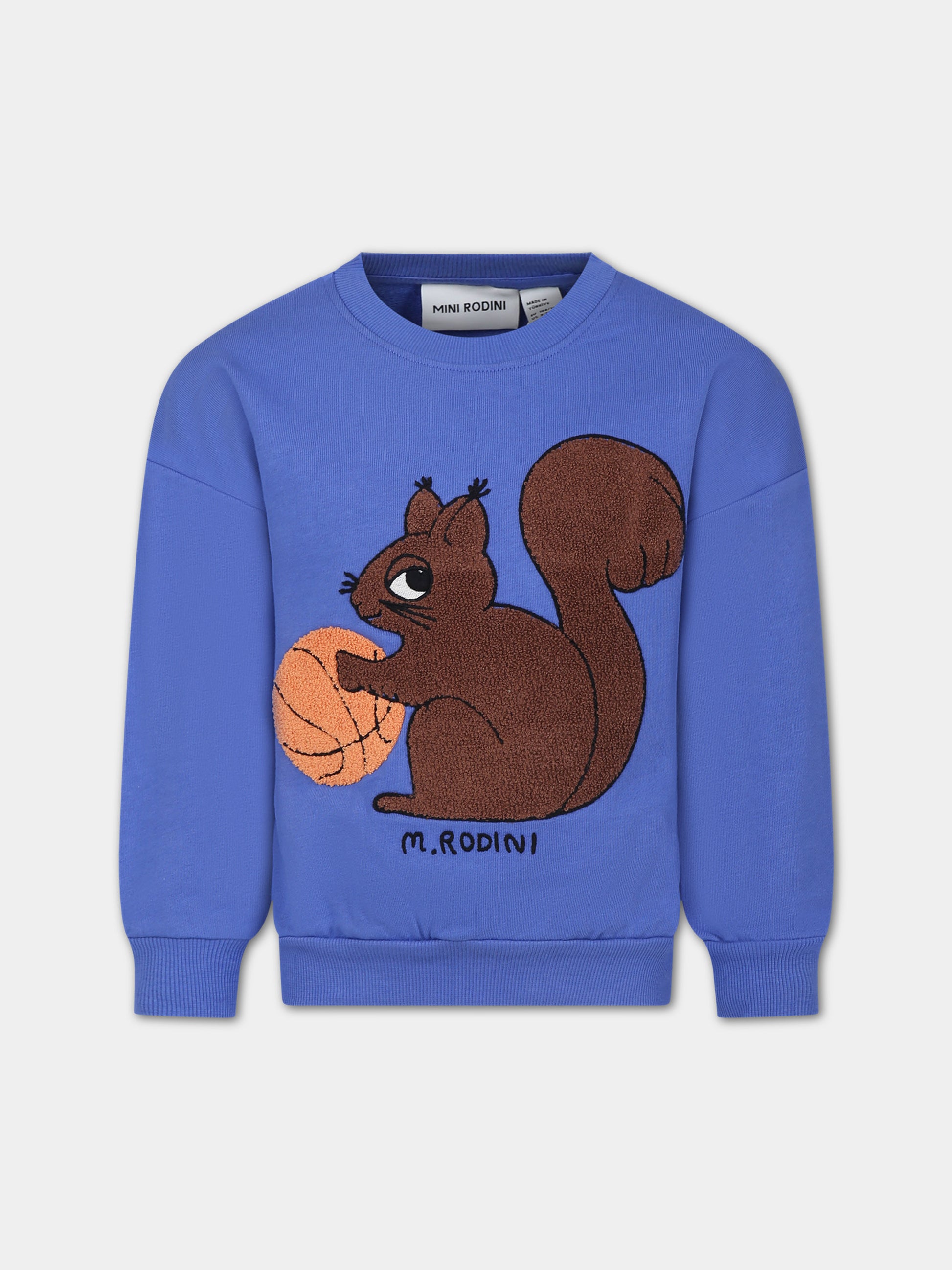 Felpa azzurra per bambini con scoiattolo,Mini Rodini,2422015460