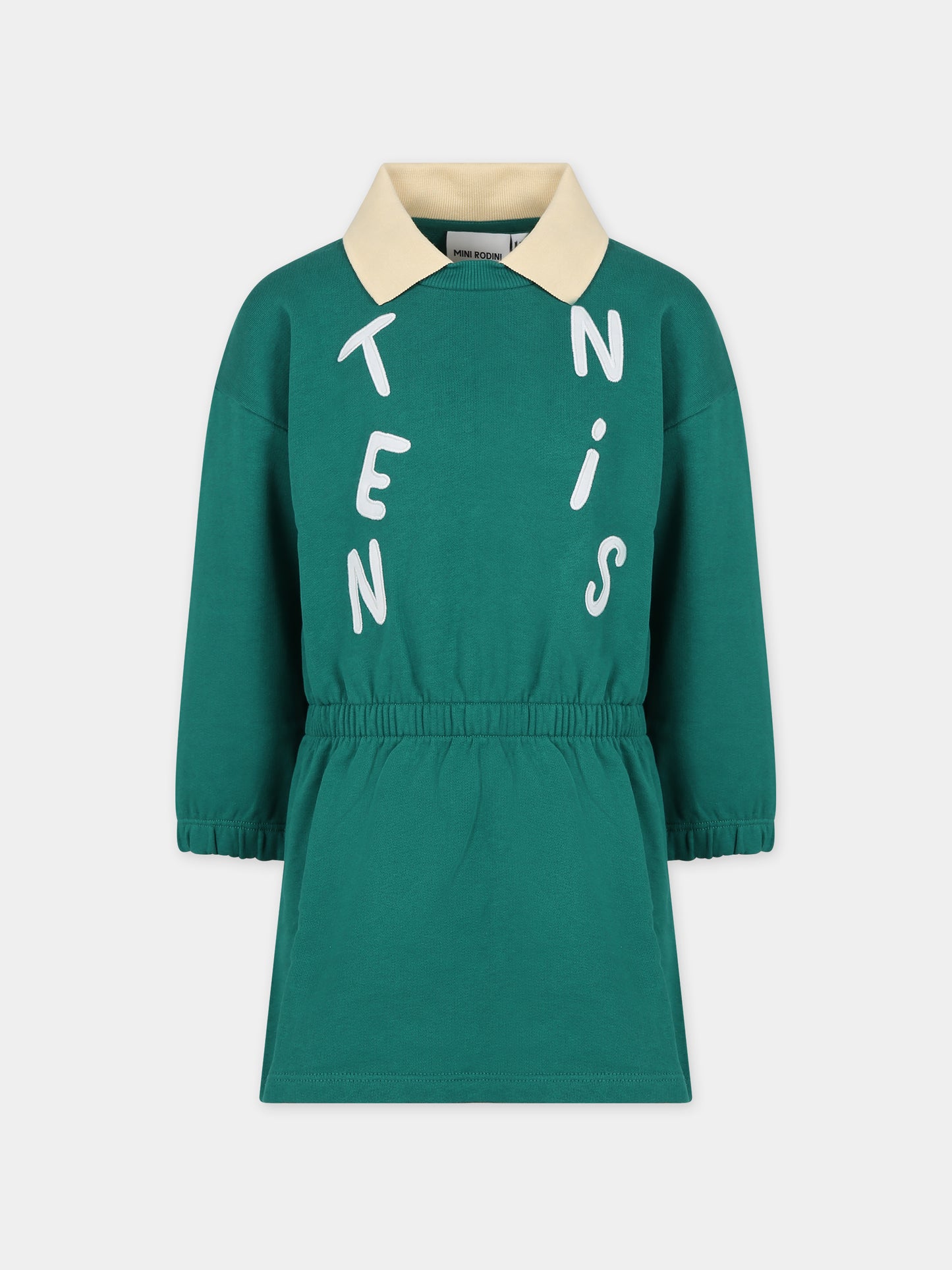 Vestito verde per bambina con scritta,Mini Rodini,2425012875