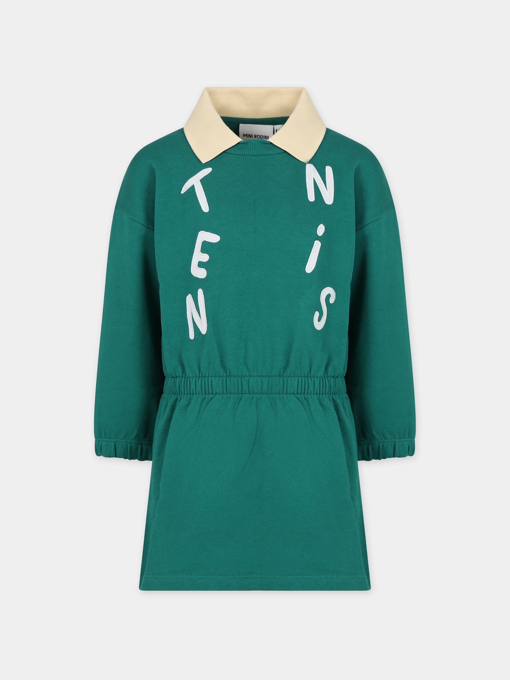 Vestito verde per bambina con scritta,Mini Rodini,2425012875
