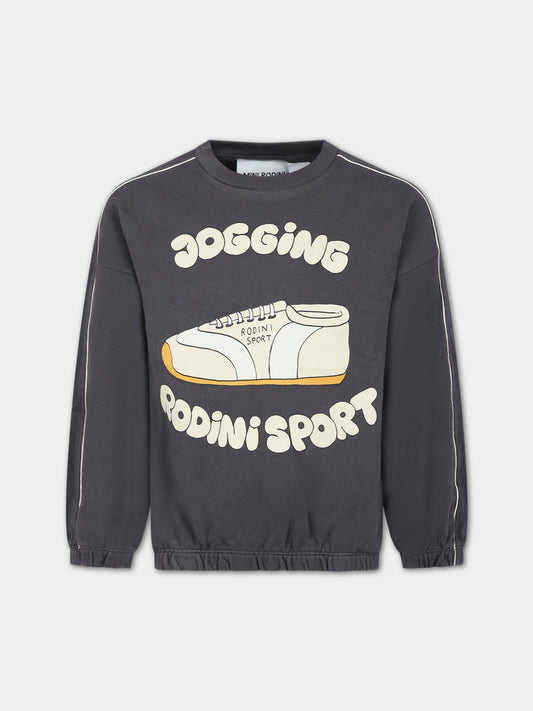 Felpa grigia per bambini con stampa sneakers da jogging,Mini Rodini,2422011297