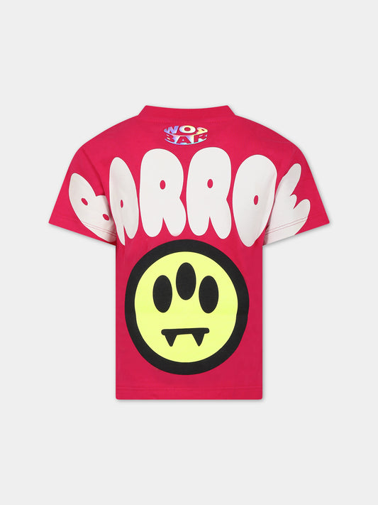 T-shirt fucsia per bambini con smile e logo,Barrow,S4BKJUTH096 135