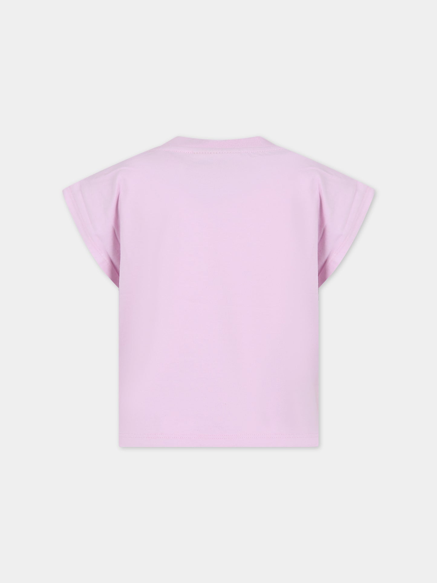 T-shirt rosa per bambina con logo e smile,Barrow,S4BKJGTH041 BW014