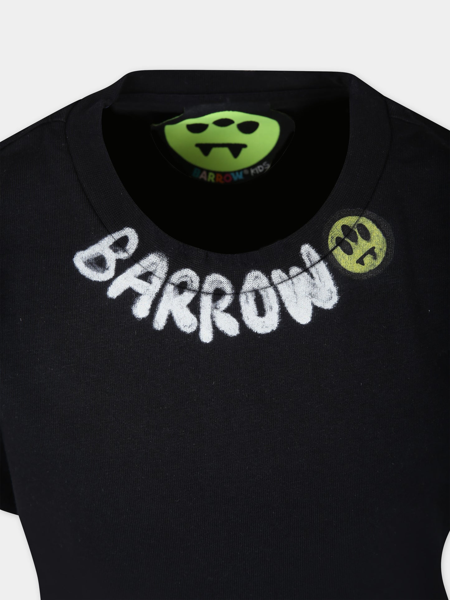 T-shirt nera per bambina con logo e smile,Barrow,S4BKJGTH041 110