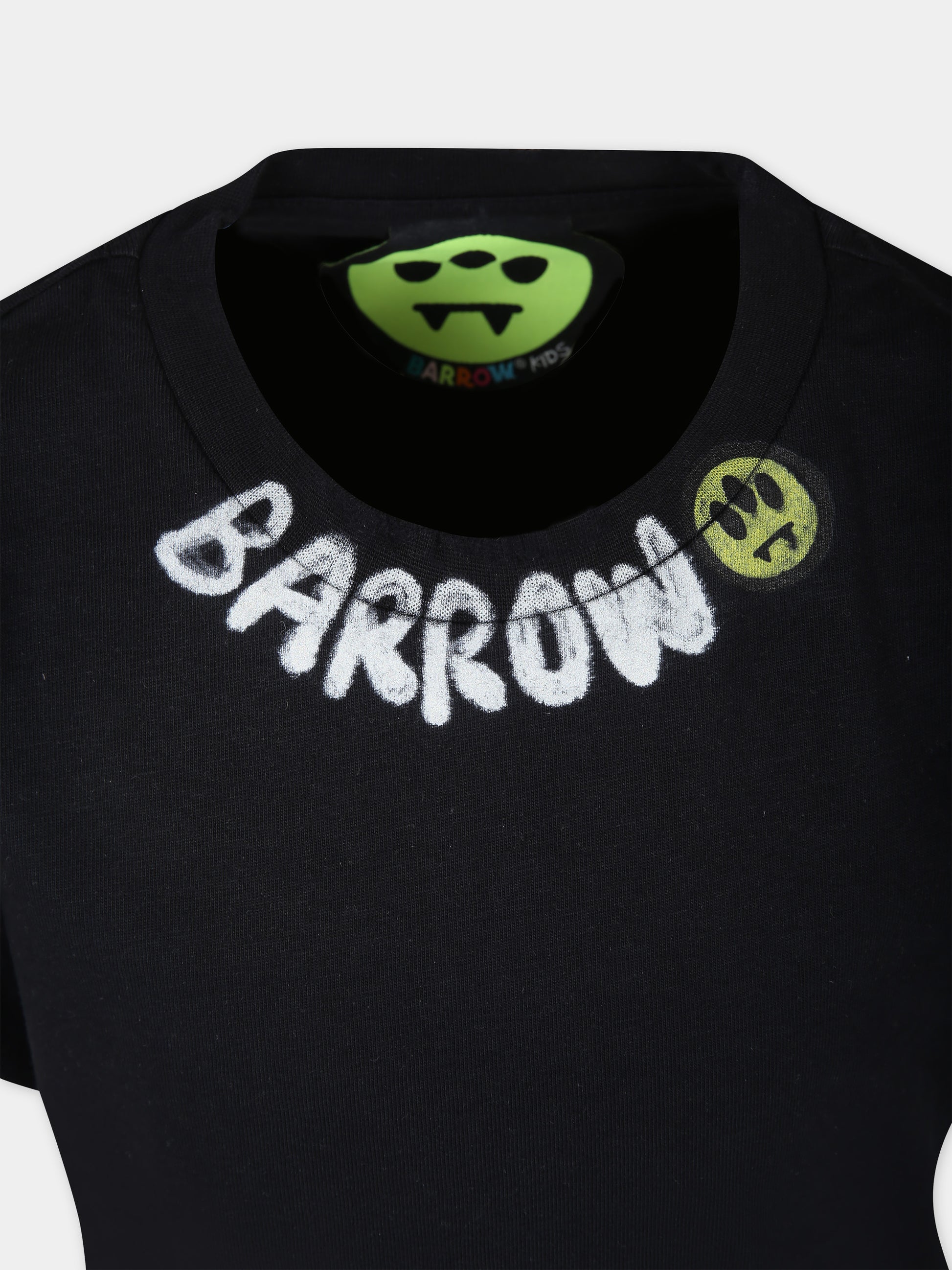 T-shirt nera per bambina con logo e smile,Barrow,S4BKJGTH041 110