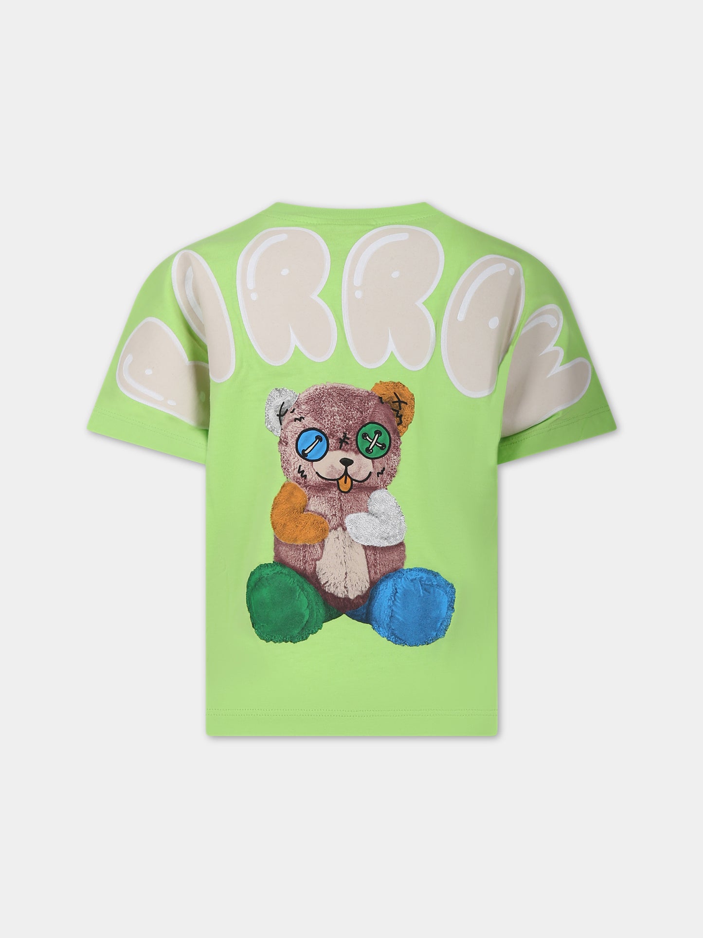 T-shirt verde per bambini con logo e Bear,Barrow,S4BKJUTH116 253