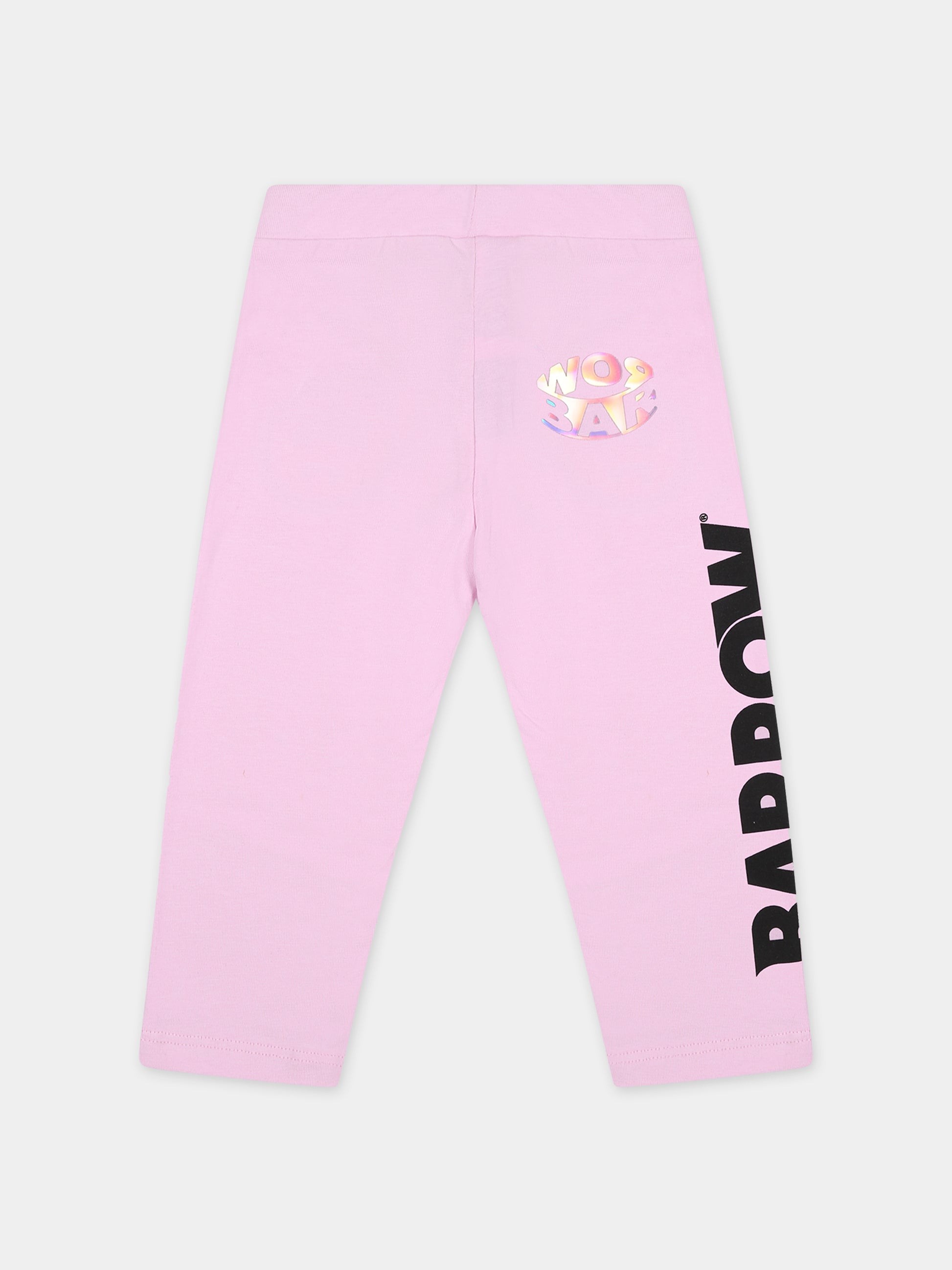 Leggings rosa per neonata con smile e logo,Barrow,S4BKNGLG143 BW014