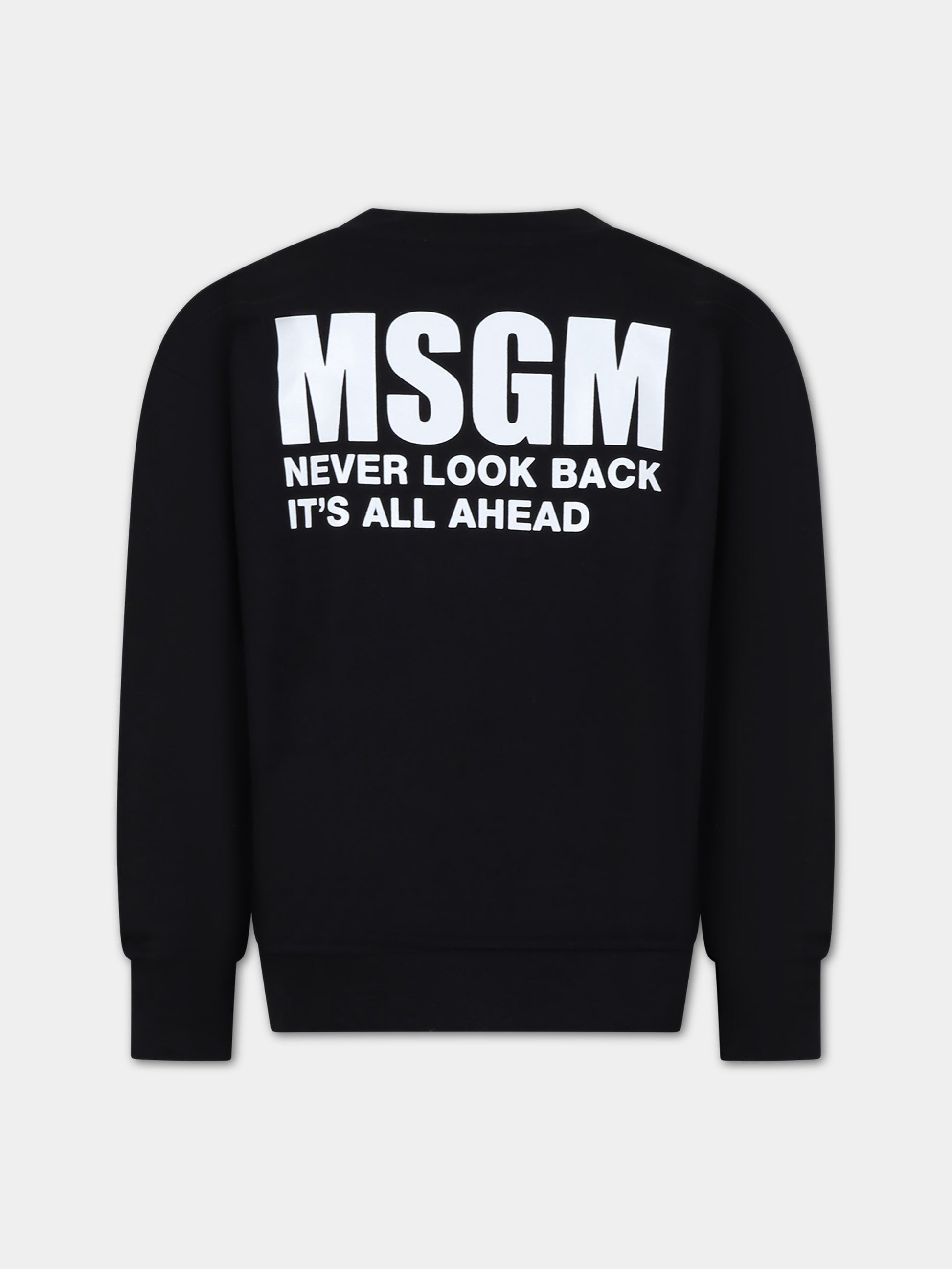 Felpa nera per bambini con logo,Msgm Kids,S4MSJUSW013 110