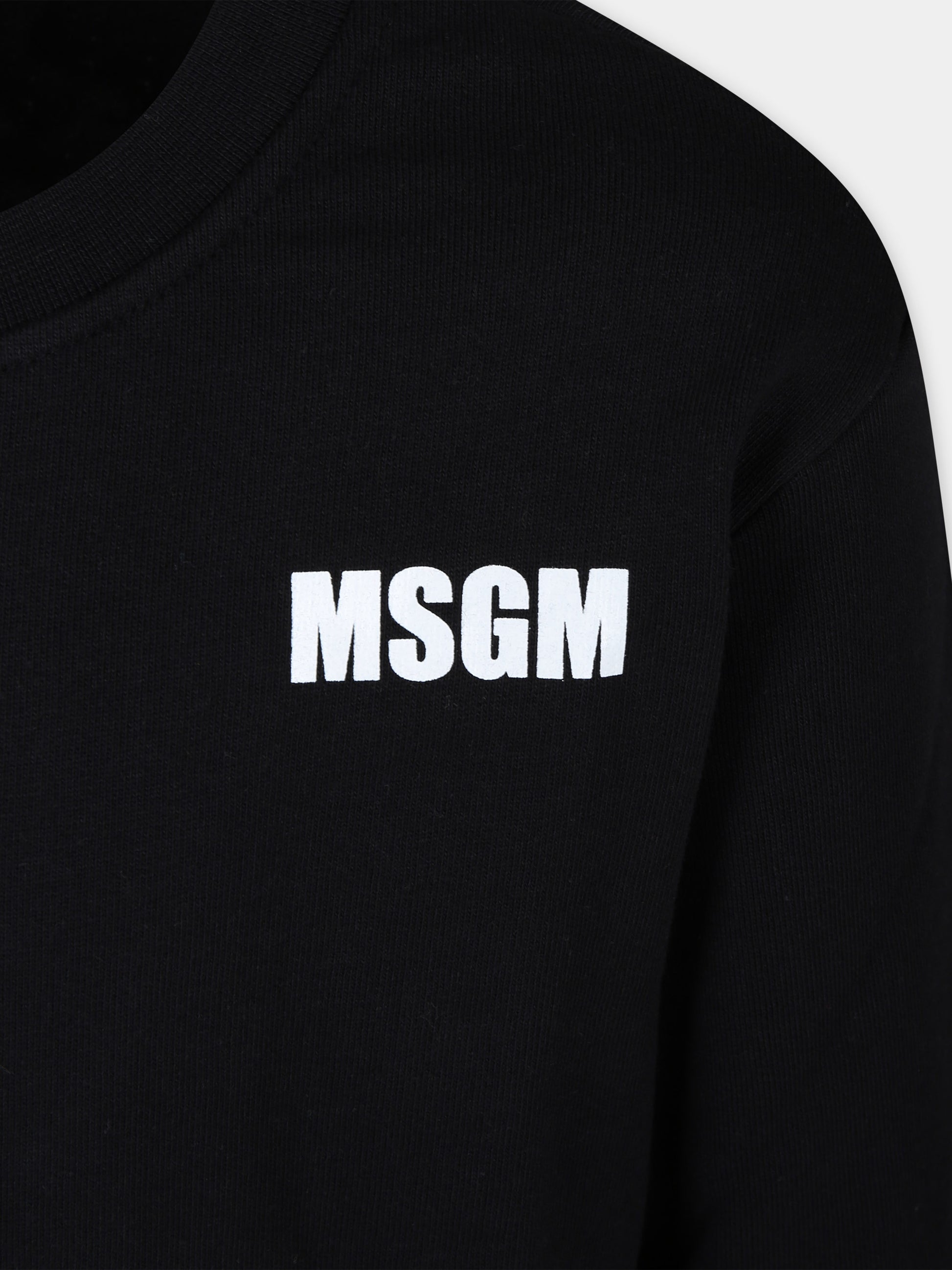 Felpa nera per bambini con logo,Msgm Kids,S4MSJUSW013 110