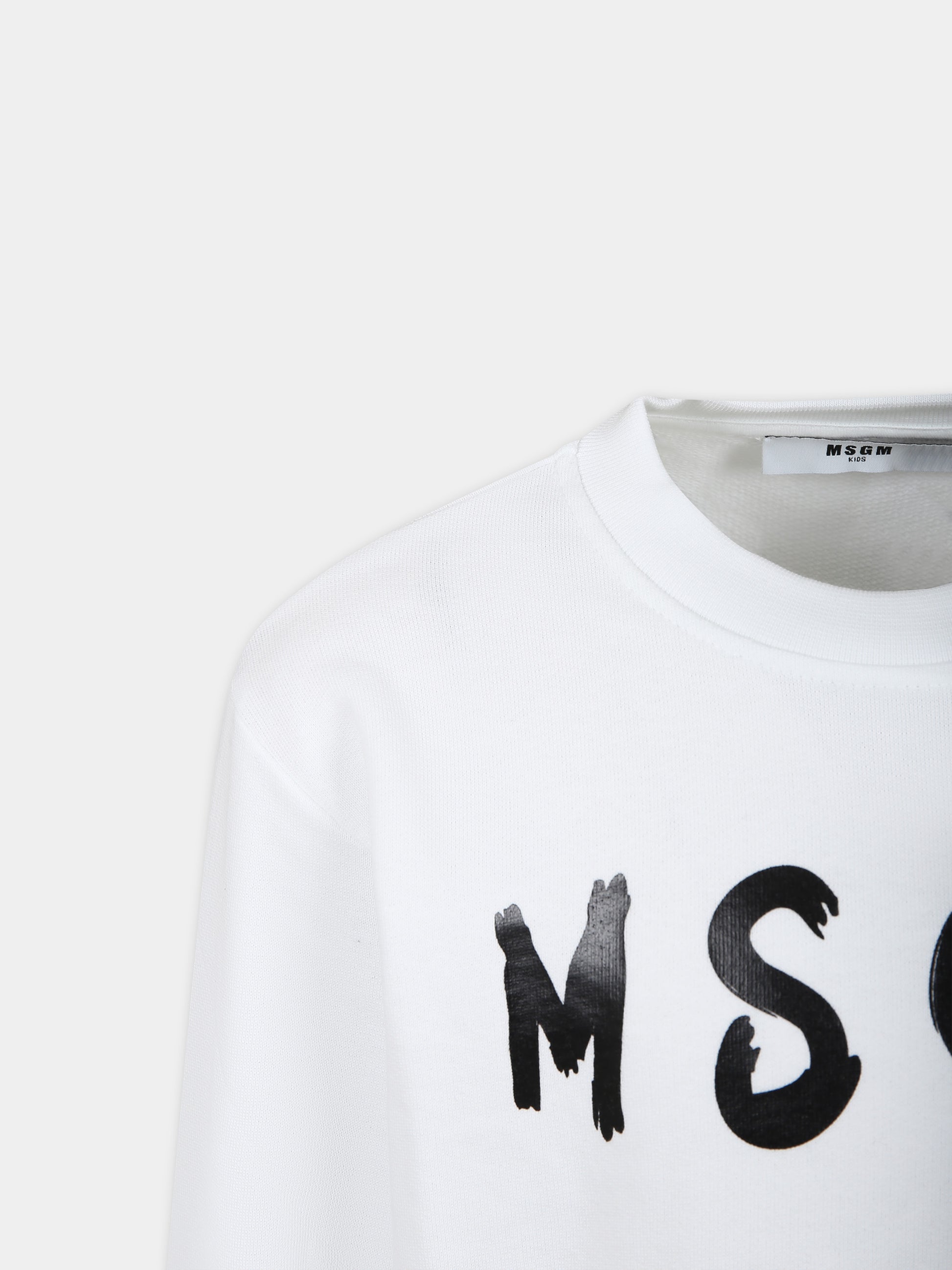 Felpa bianca per bambini con logo,Msgm Kids,S4MSJUSW022 001