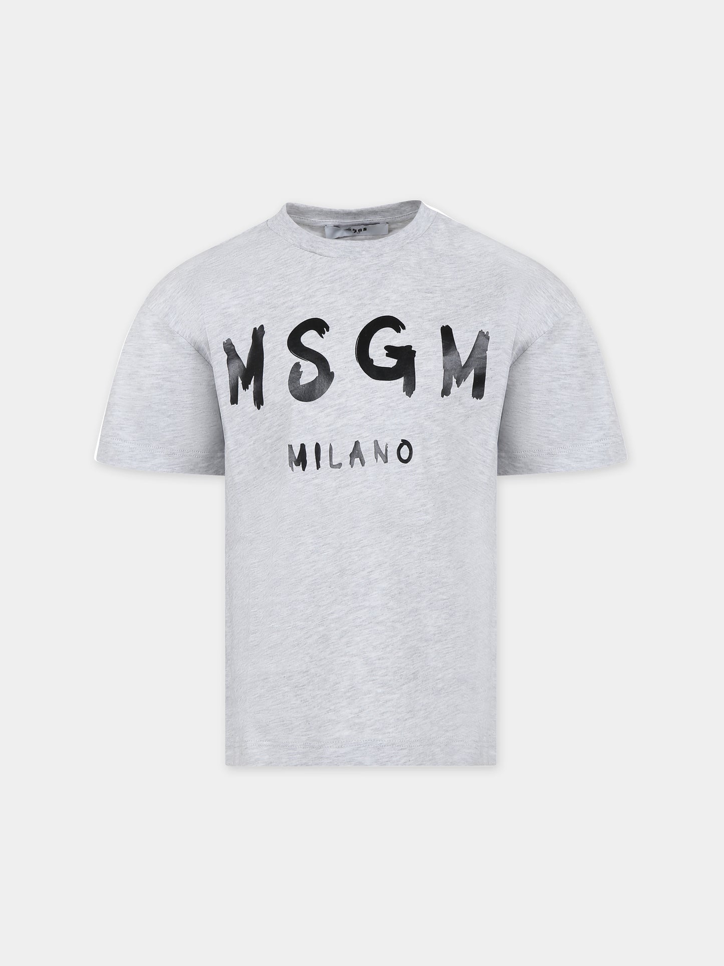 T-shirt grigia per bambini con logo,Msgm Kids,S4MSJUTH011 107