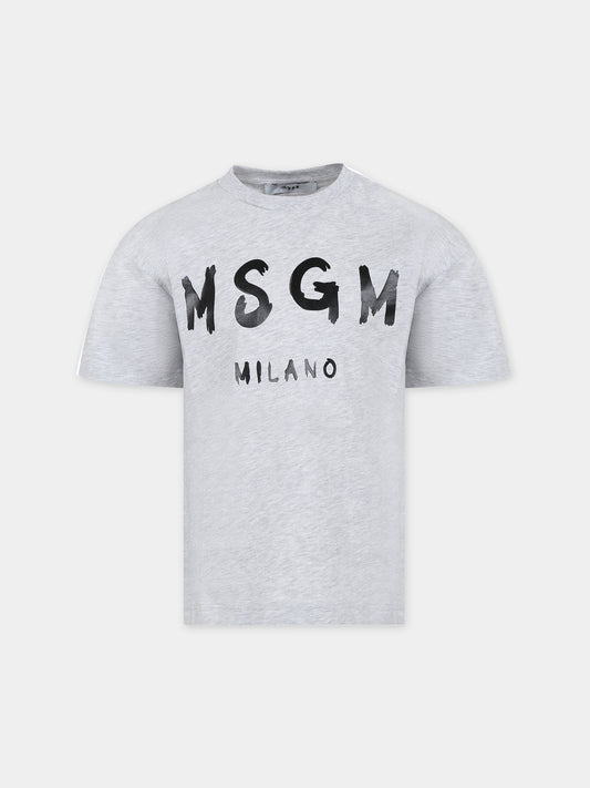 T-shirt grigia per bambini con logo,Msgm Kids,S4MSJUTH011 107