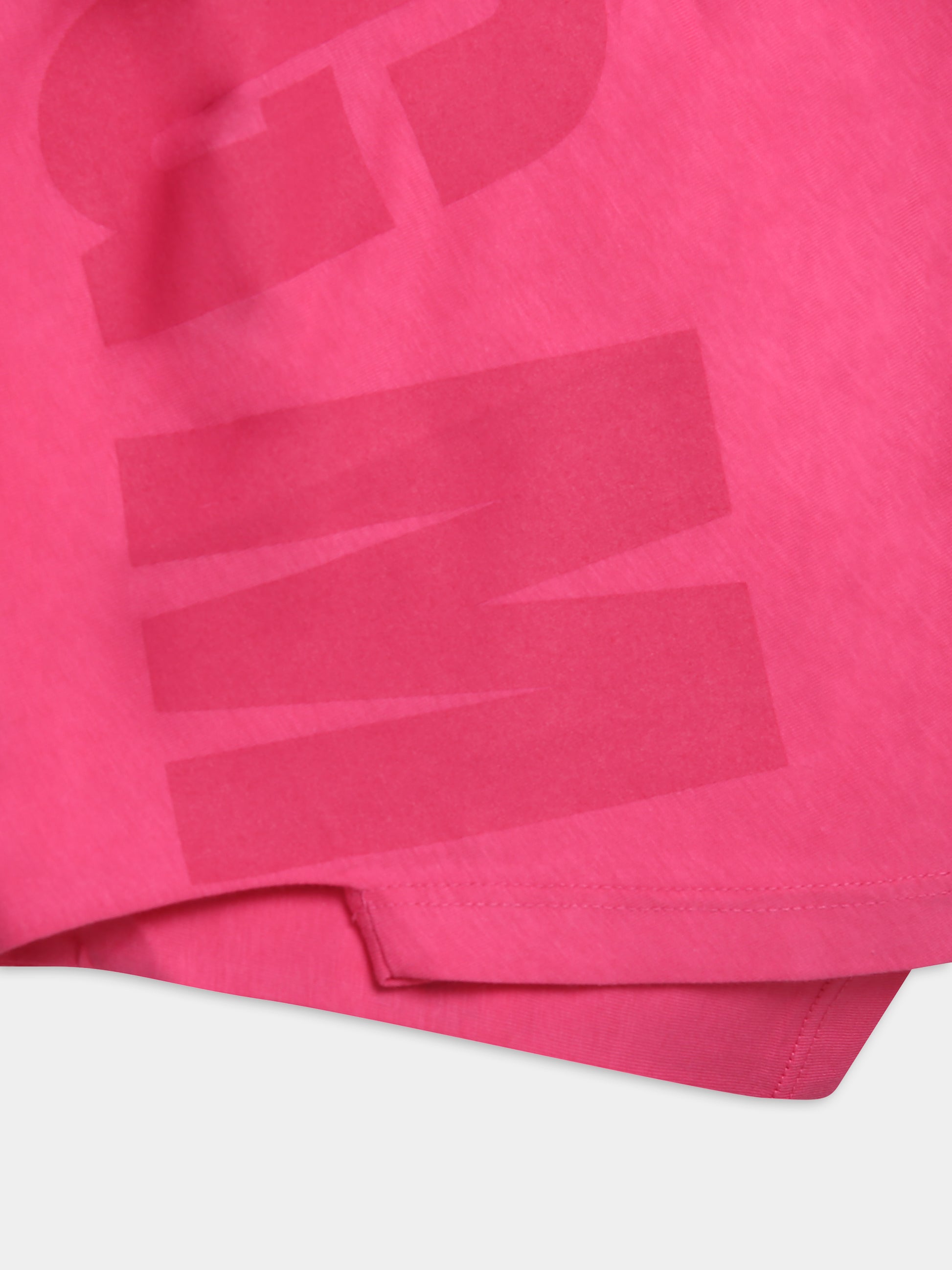 T-shirt fucsia per bambina con logo,Msgm Kids,S4MSJUTH006 044