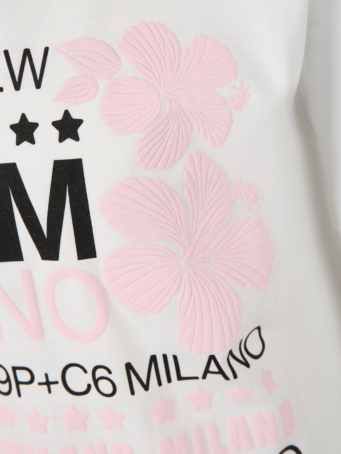T-shirt bianca per bambina con logo e fiori,Msgm Kids,S4MSJGTH093 001