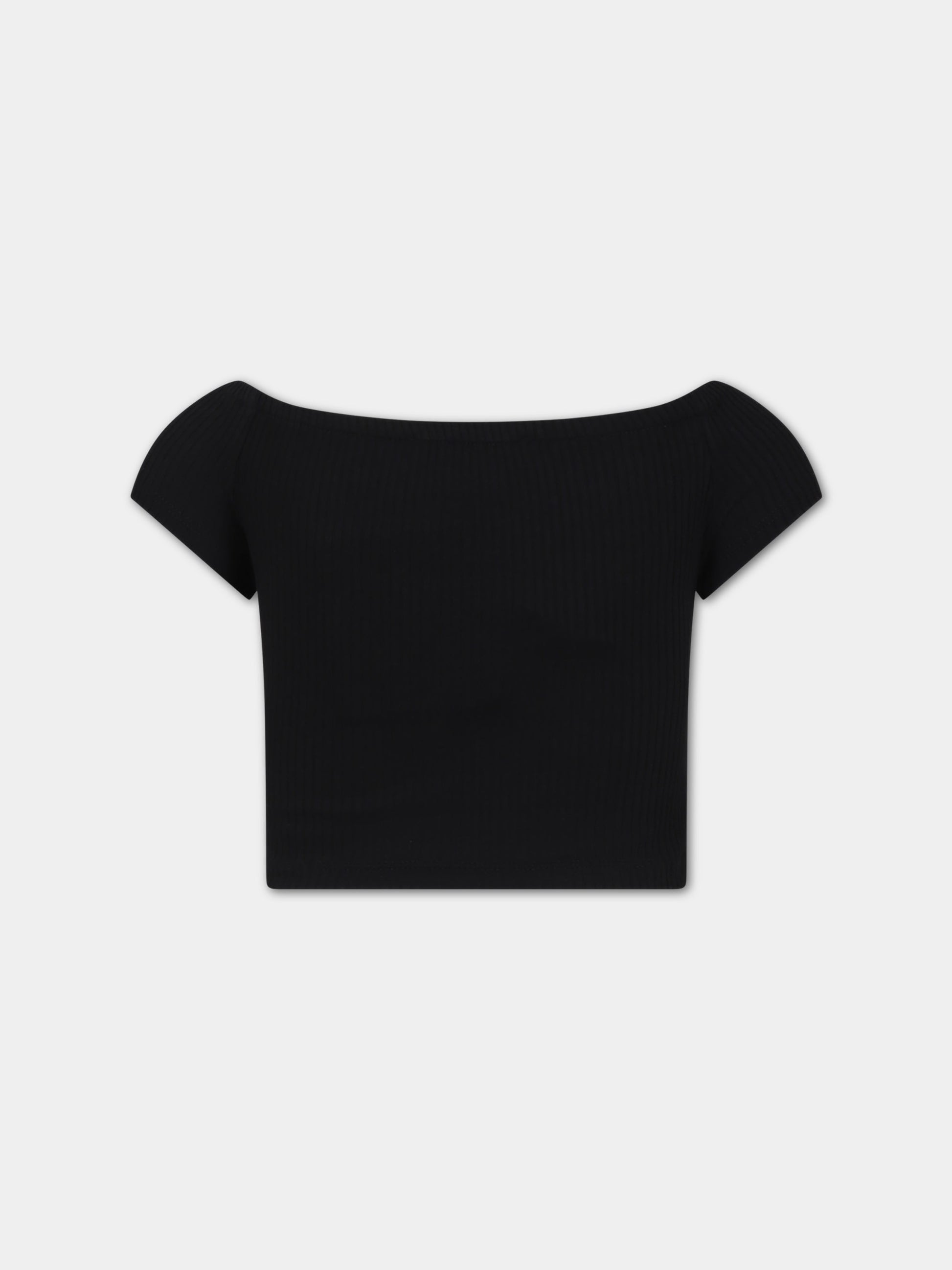 T-shirt nera per bambina con logo,Msgm Kids,S4MSJGTO187 110