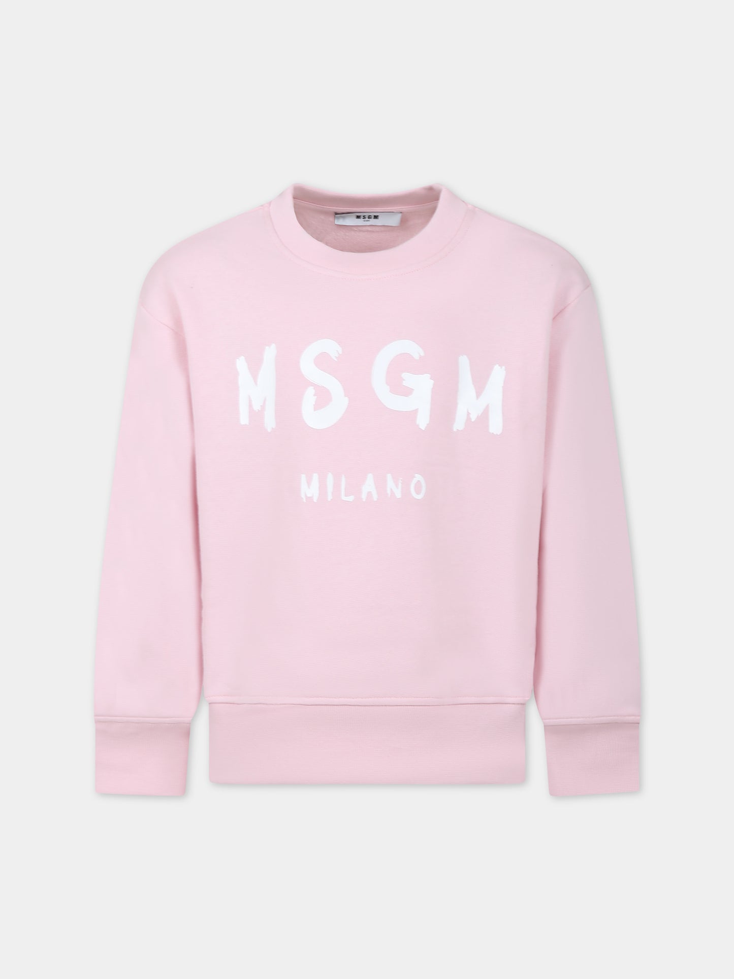 Felpa rosa per bambina con logo,Msgm Kids,S4MSJUSW022 709
