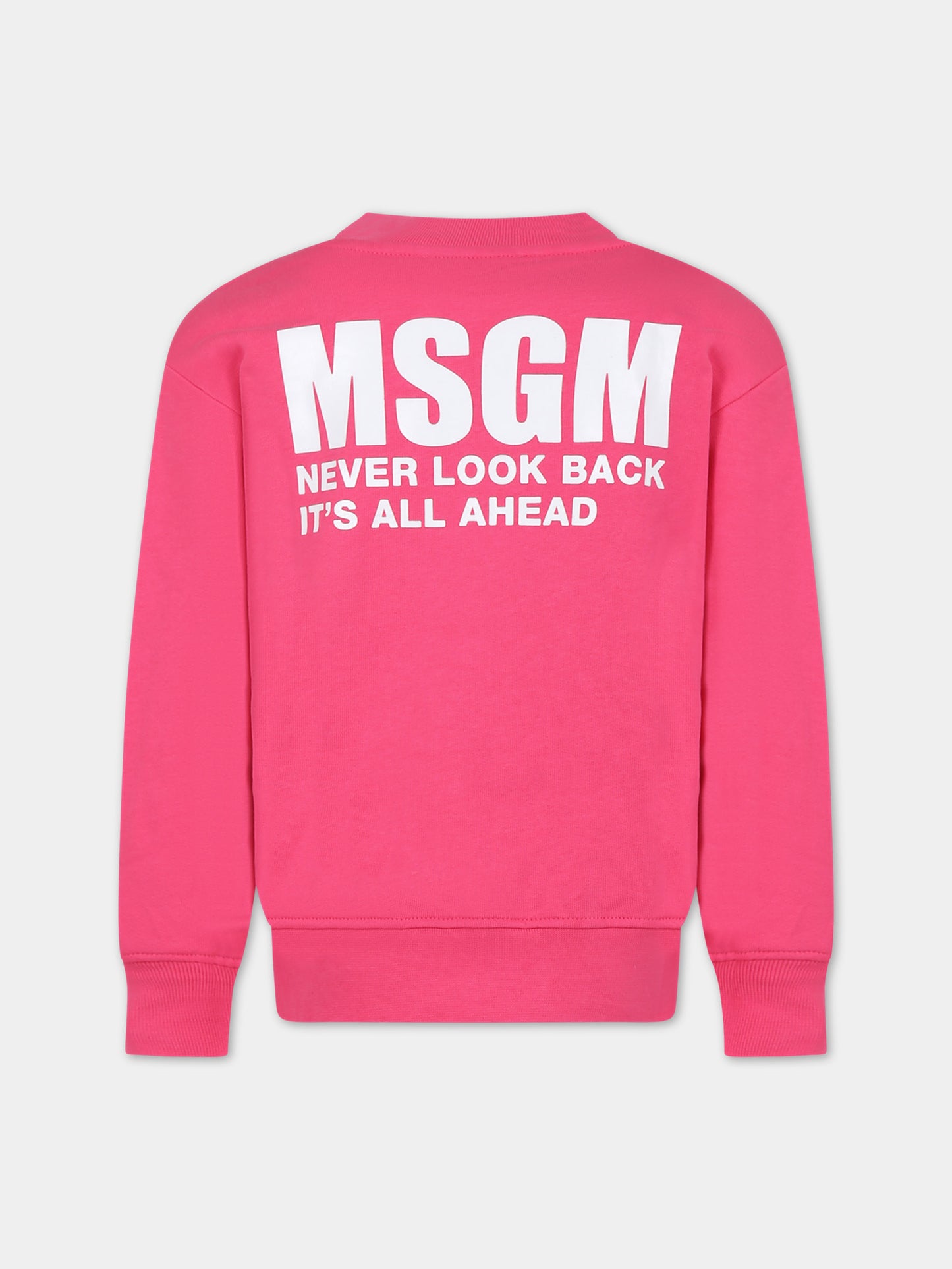 Felpa fucsia per bambini con logo,Msgm Kids,S4MSJUSW013 044