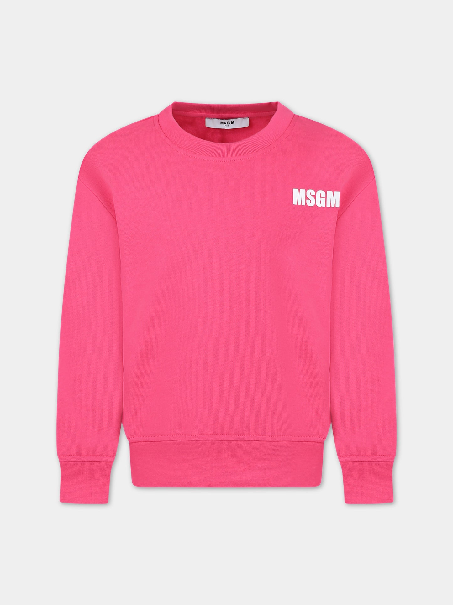 Felpa fucsia per bambini con logo,Msgm Kids,S4MSJUSW013 044