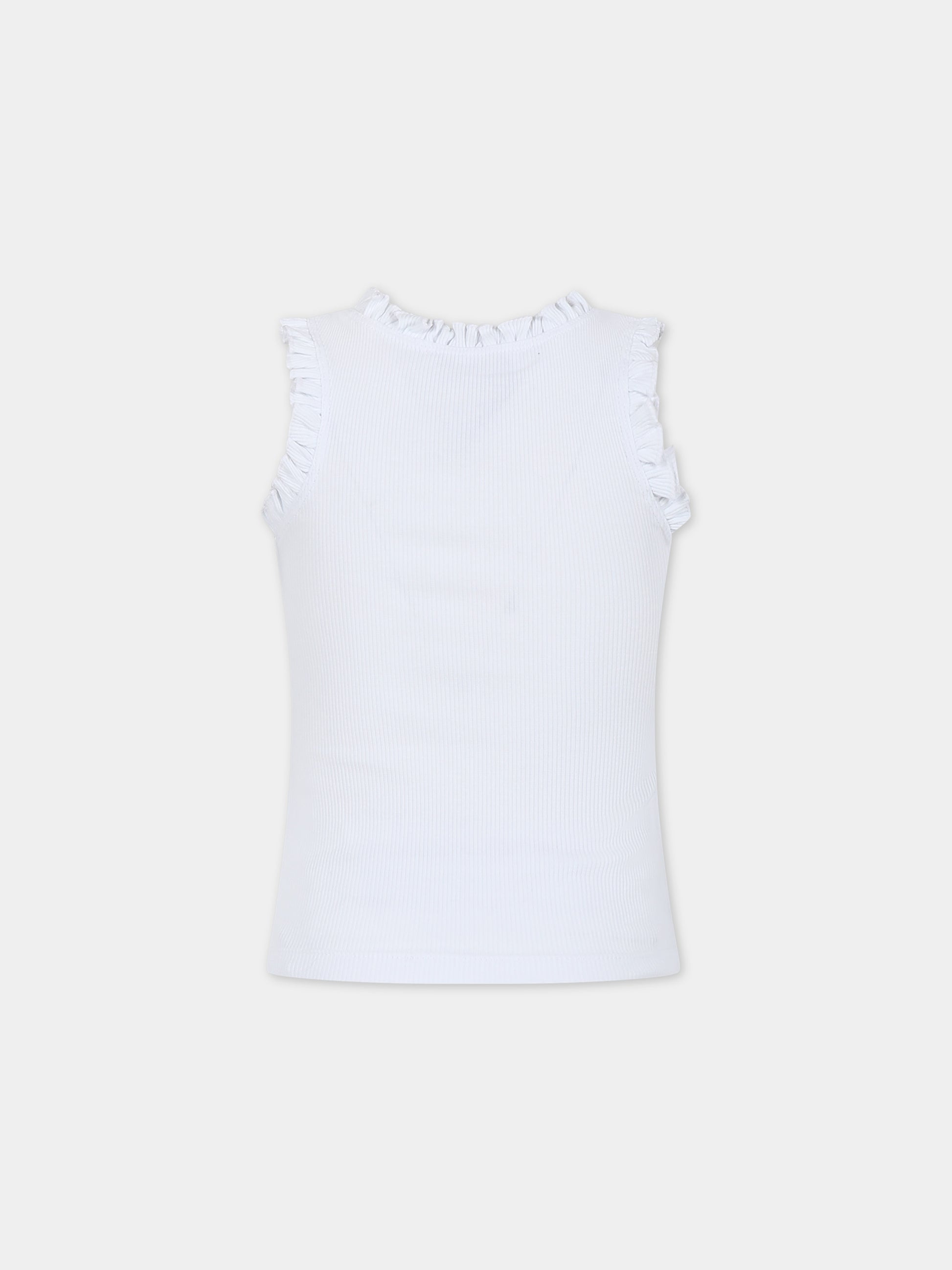 Canotta bianca per bambina con rouches,Msgm Kids,S4MSJGTA081 001