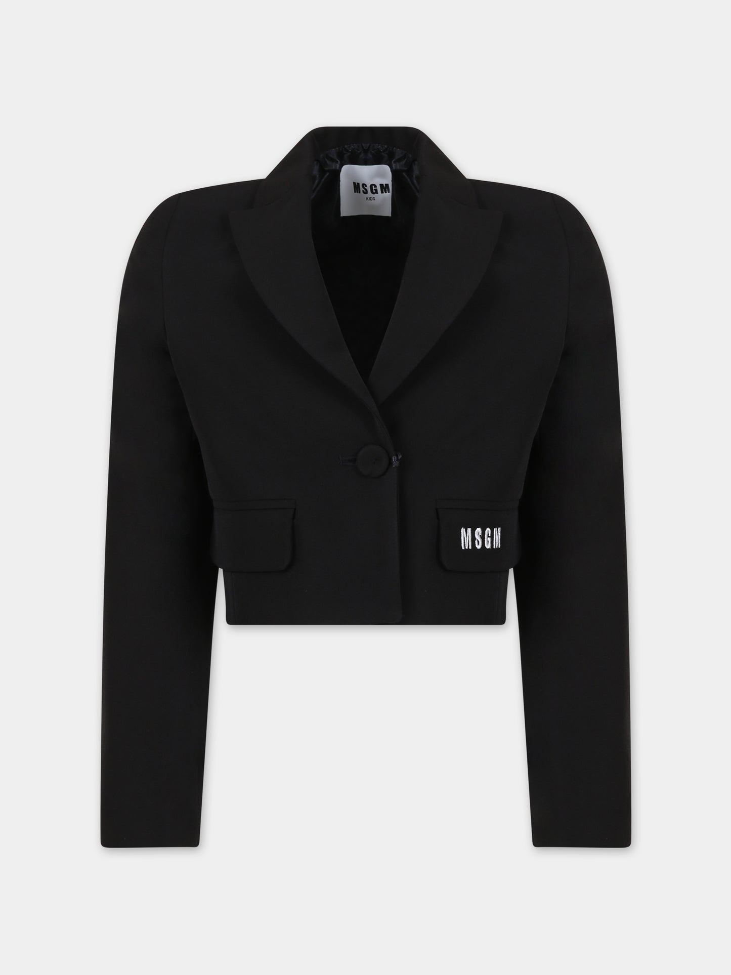 Giacca nera per bambina con logo,Msgm Kids,S4MSJGJK160 110