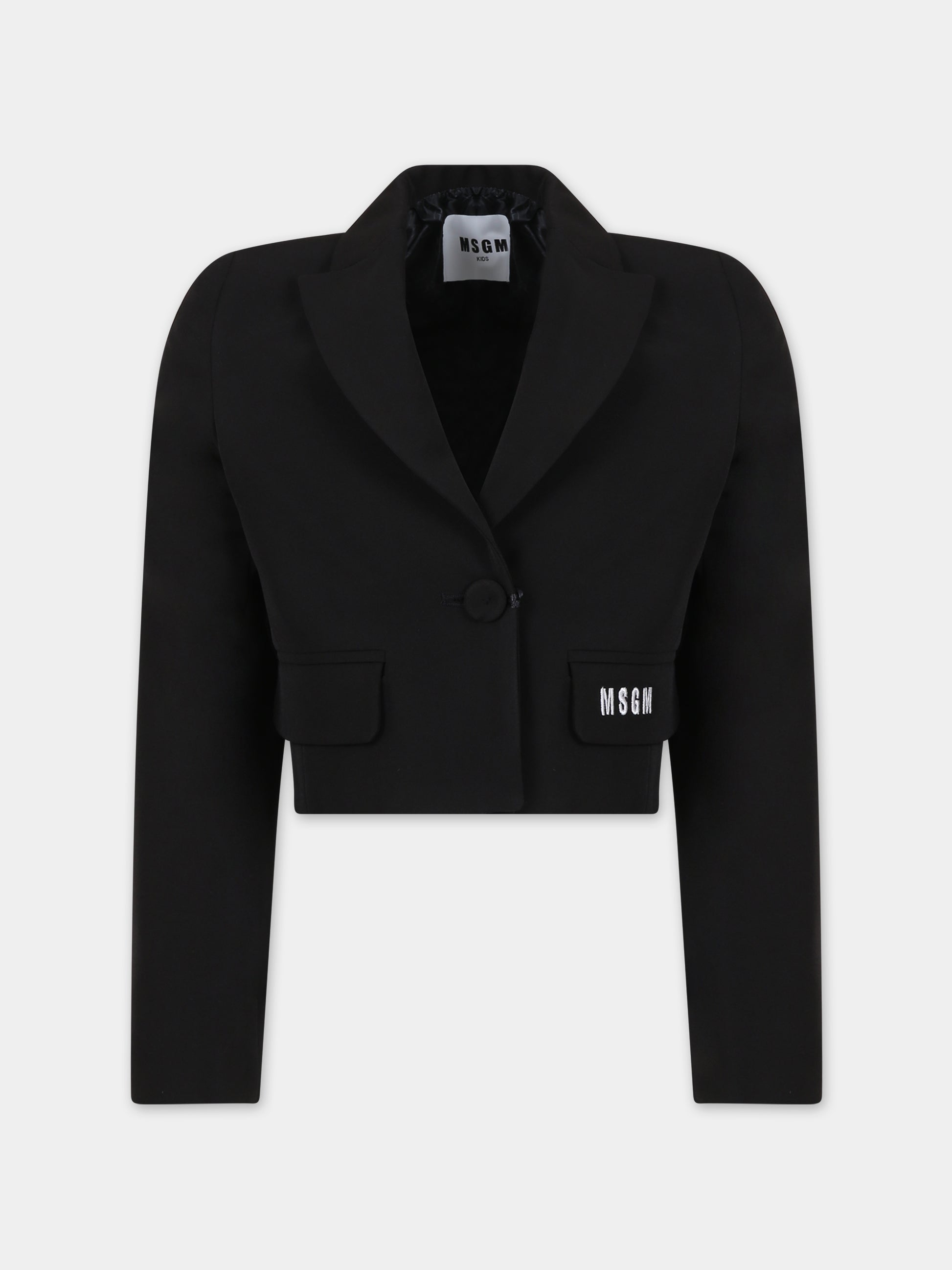 Giacca nera per bambina con logo,Msgm Kids,S4MSJGJK160 110