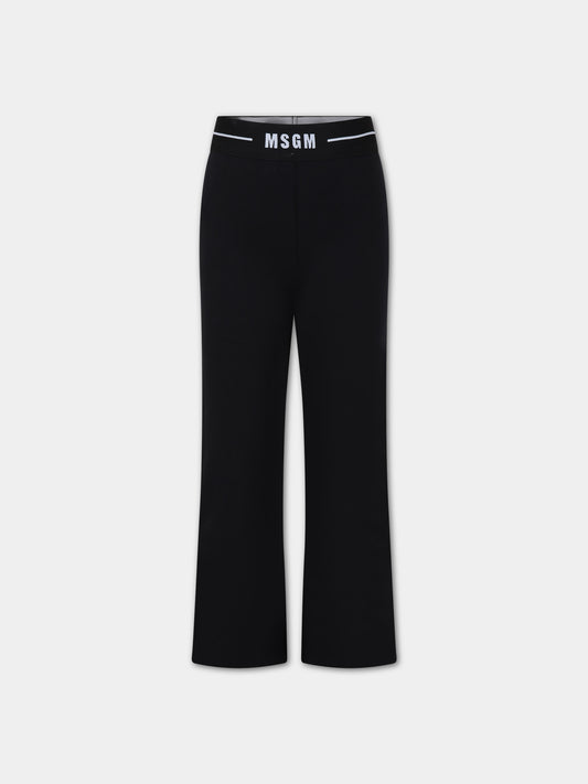 Leggings nero per bambina con logo,Msgm Kids,S4MSJGLG004 110