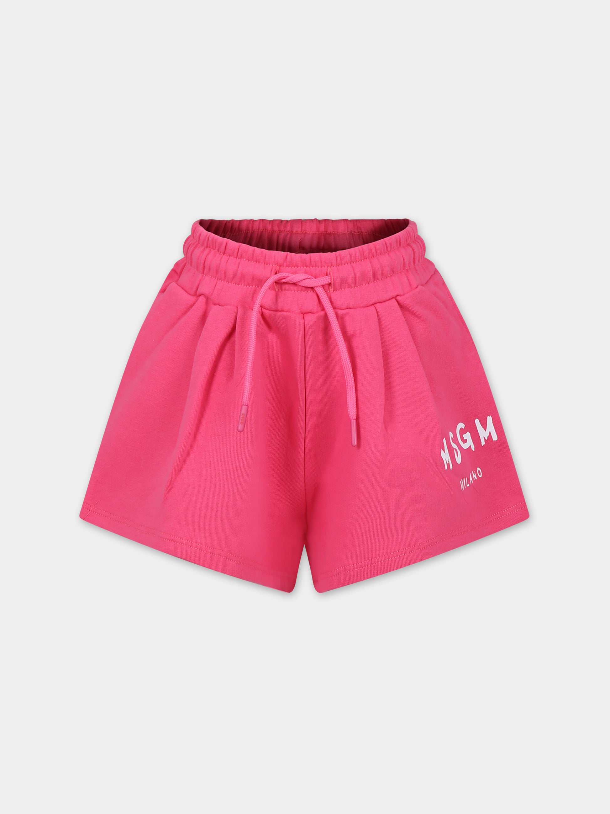 Shorts fucsia per bambina con logo,Msgm Kids,S4MSJGSH024 044