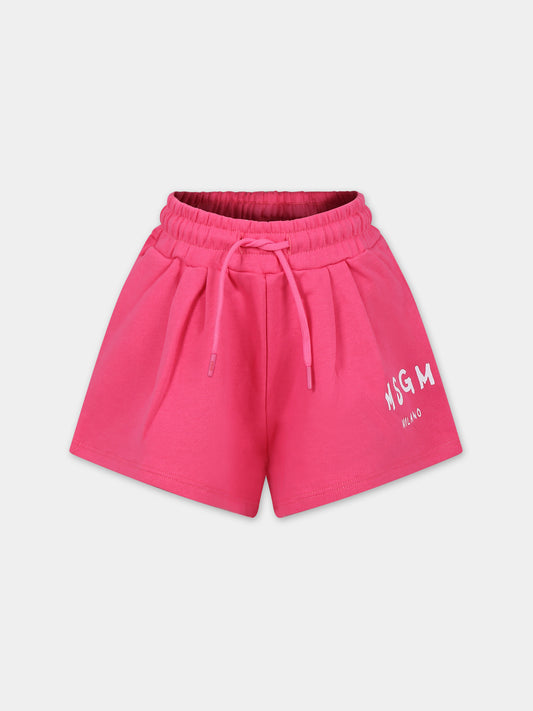 Shorts fucsia per bambina con logo,Msgm Kids,S4MSJGSH024 044