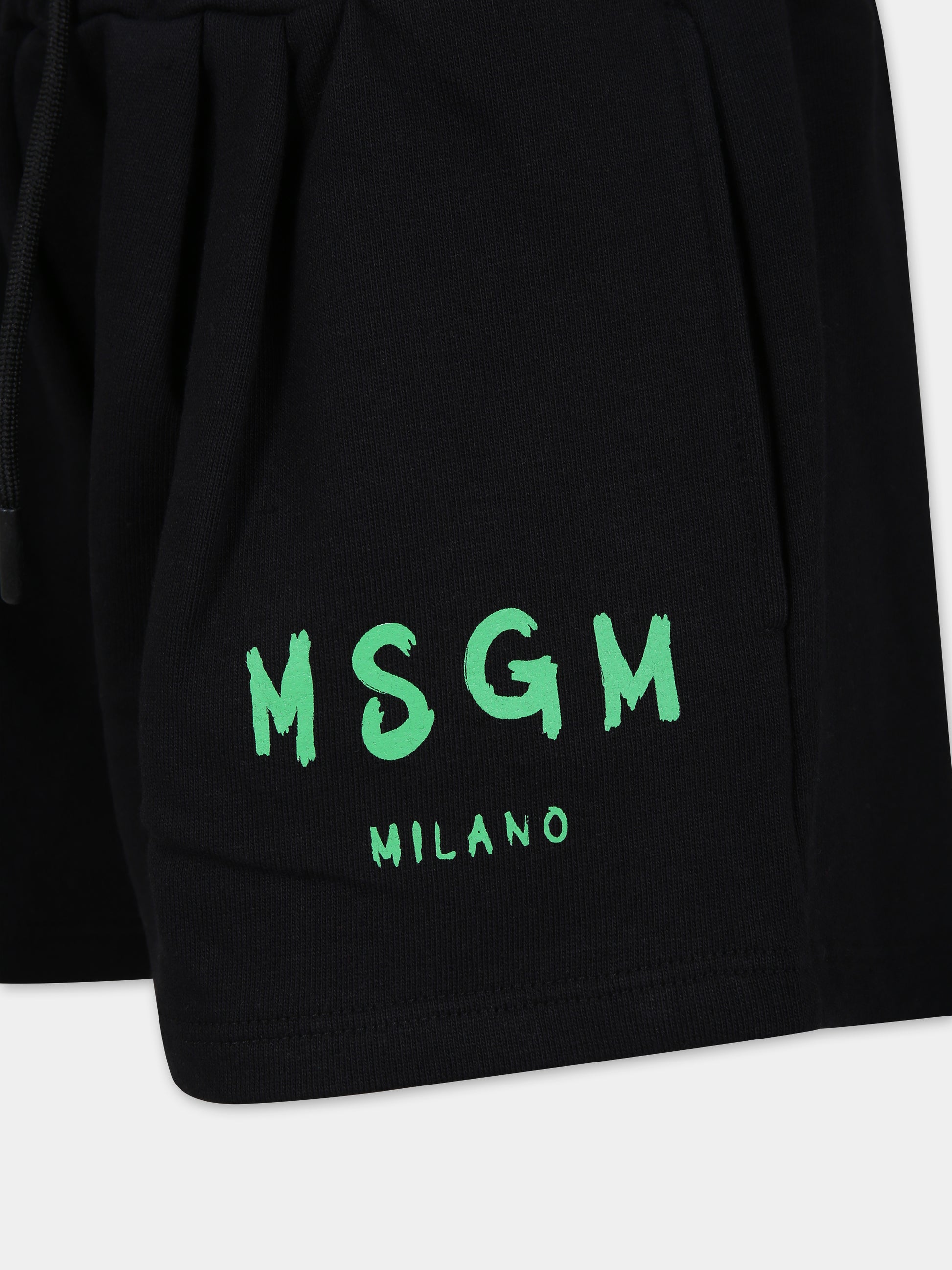 Shorts neri per bambina con logo,Msgm Kids,S4MSJGSH024 110