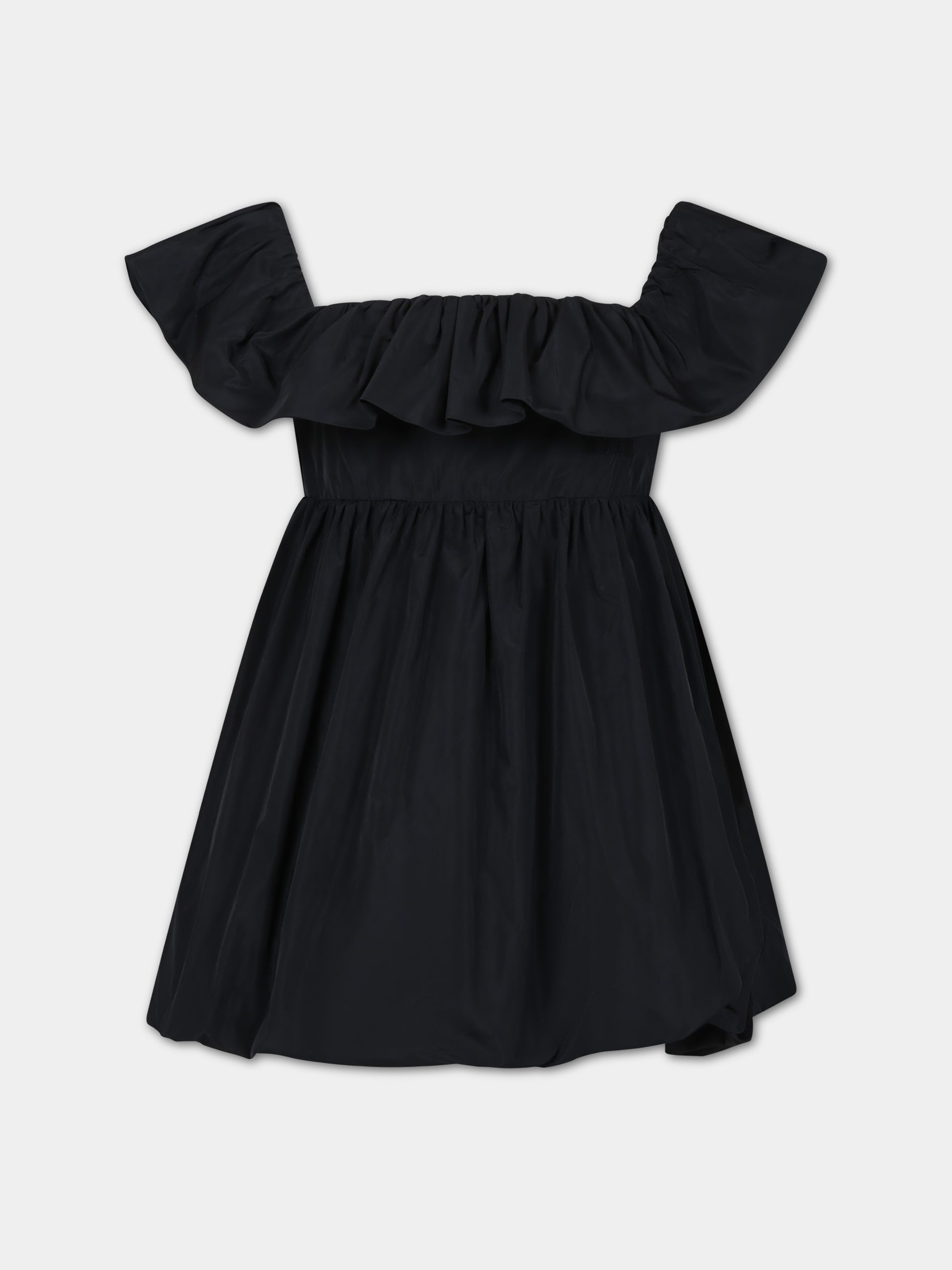 Vestito nero per bambina con rouches,Msgm Kids,S4MSJGDR146 110