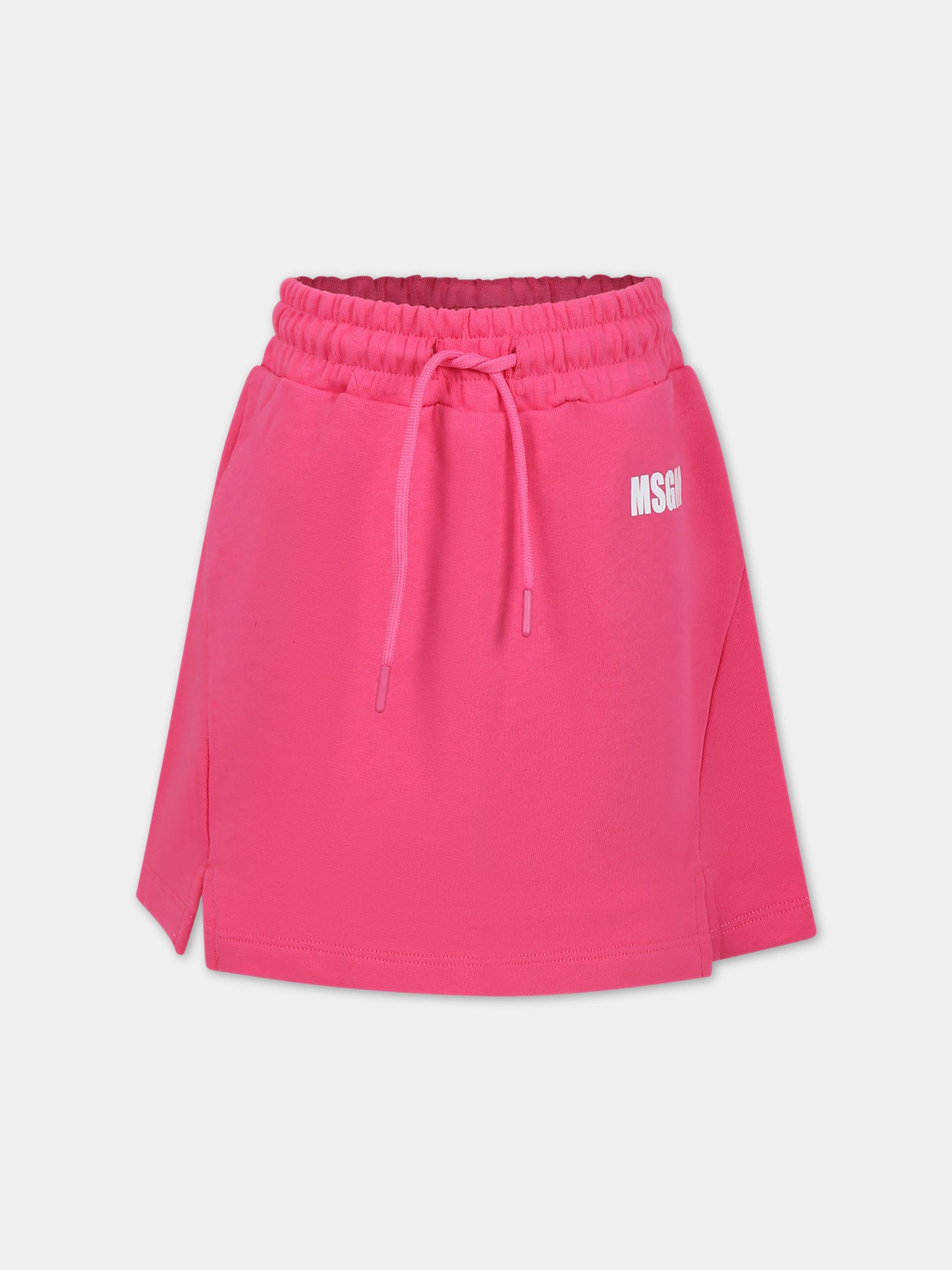 Gonna fucsia per bambina con logo e scritta,Msgm Kids,S4MSJGSK030 044