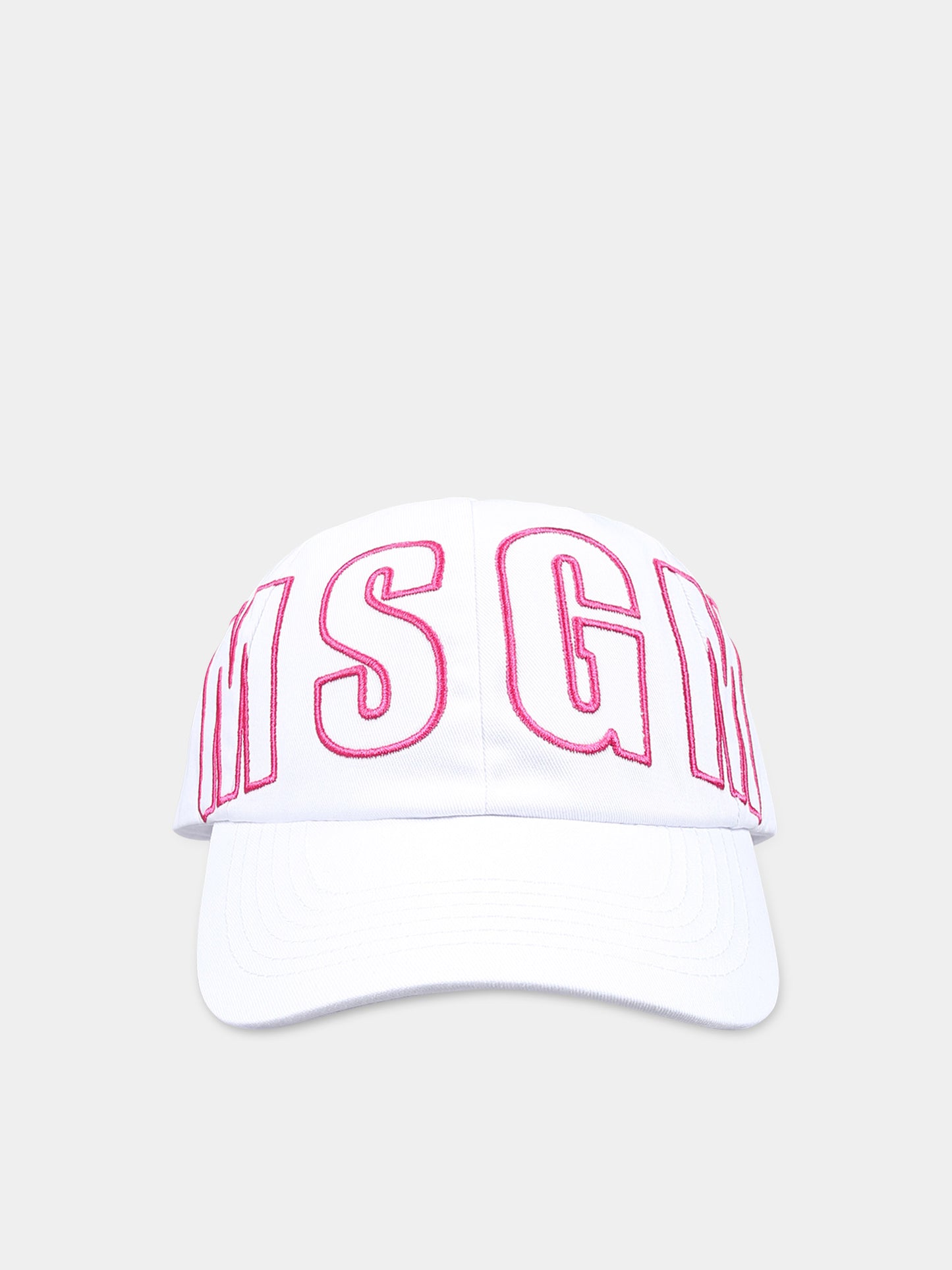 Cappello bianco per bambina con logo,Msgm Kids,S4MSJUBC016 001