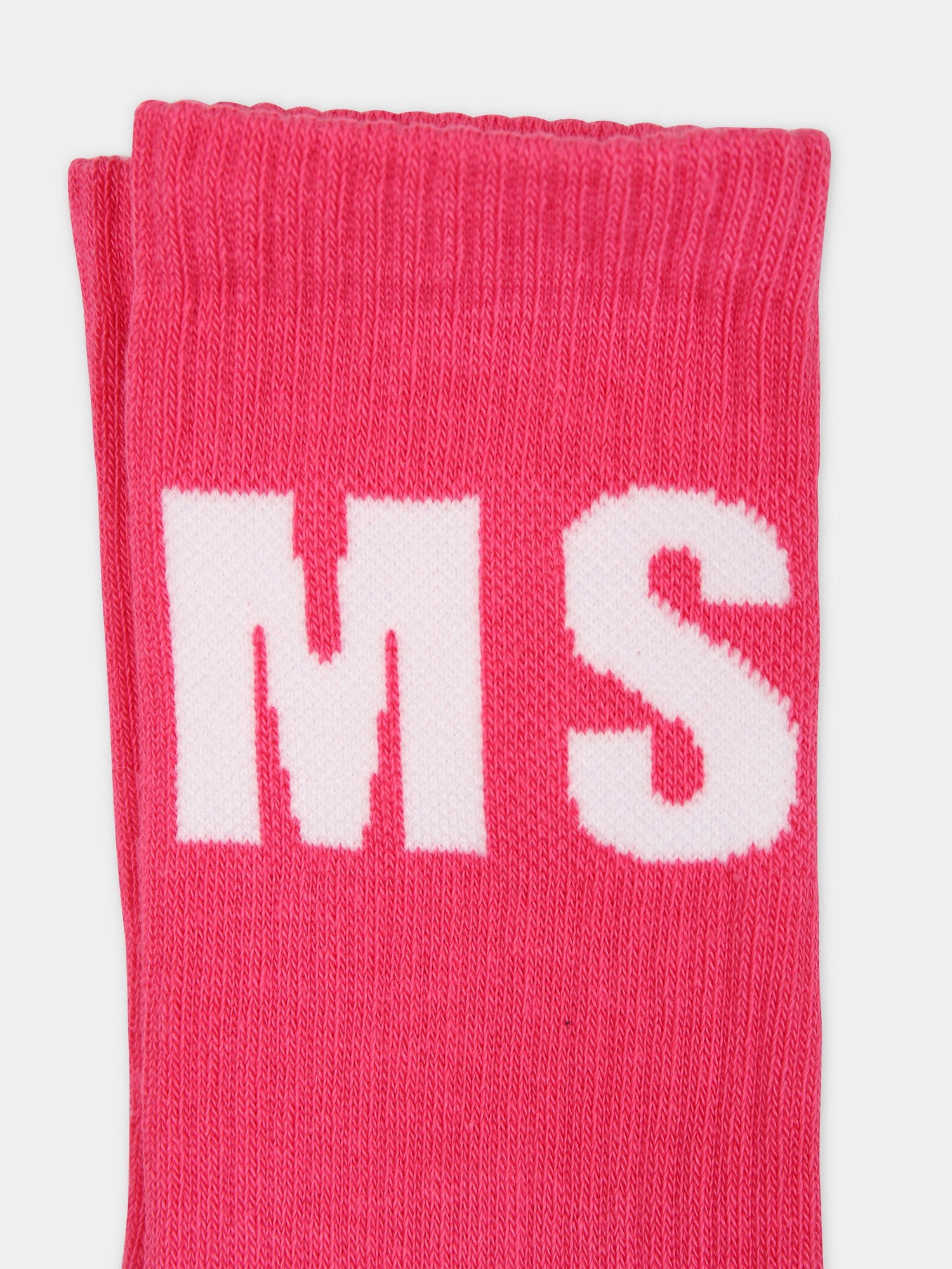 Calze fucsia per bambina con logo,Msgm Kids,S4MSJUSO041 044