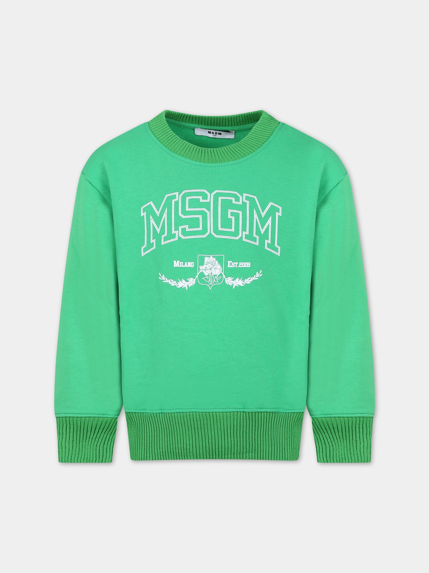 Felpa verde per bambino con logo,Msgm Kids,S4MSJBSW276 080