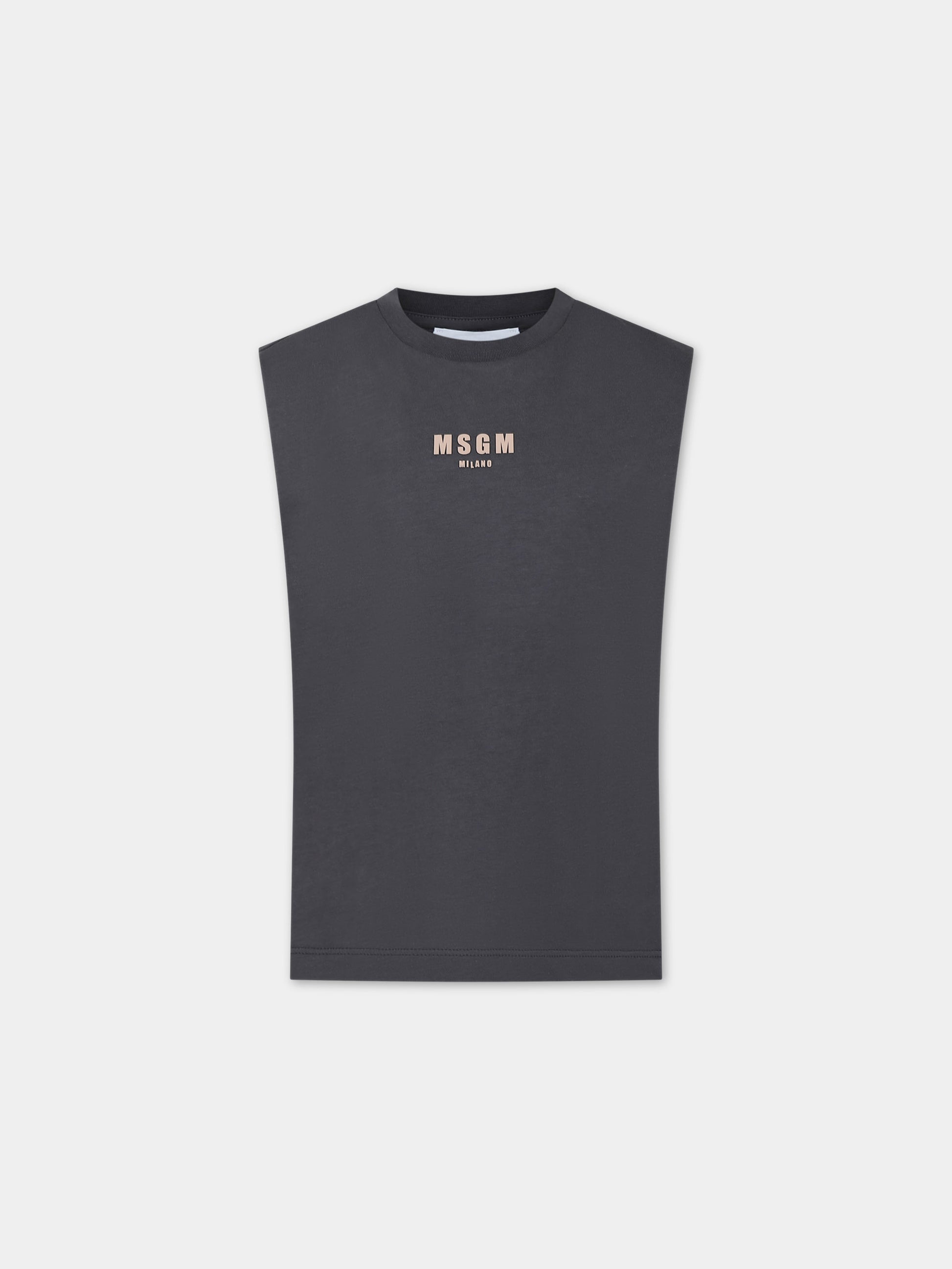 Canotta grigia per bambino con logo e scritta,Msgm Kids,S4MSJBTH266 103