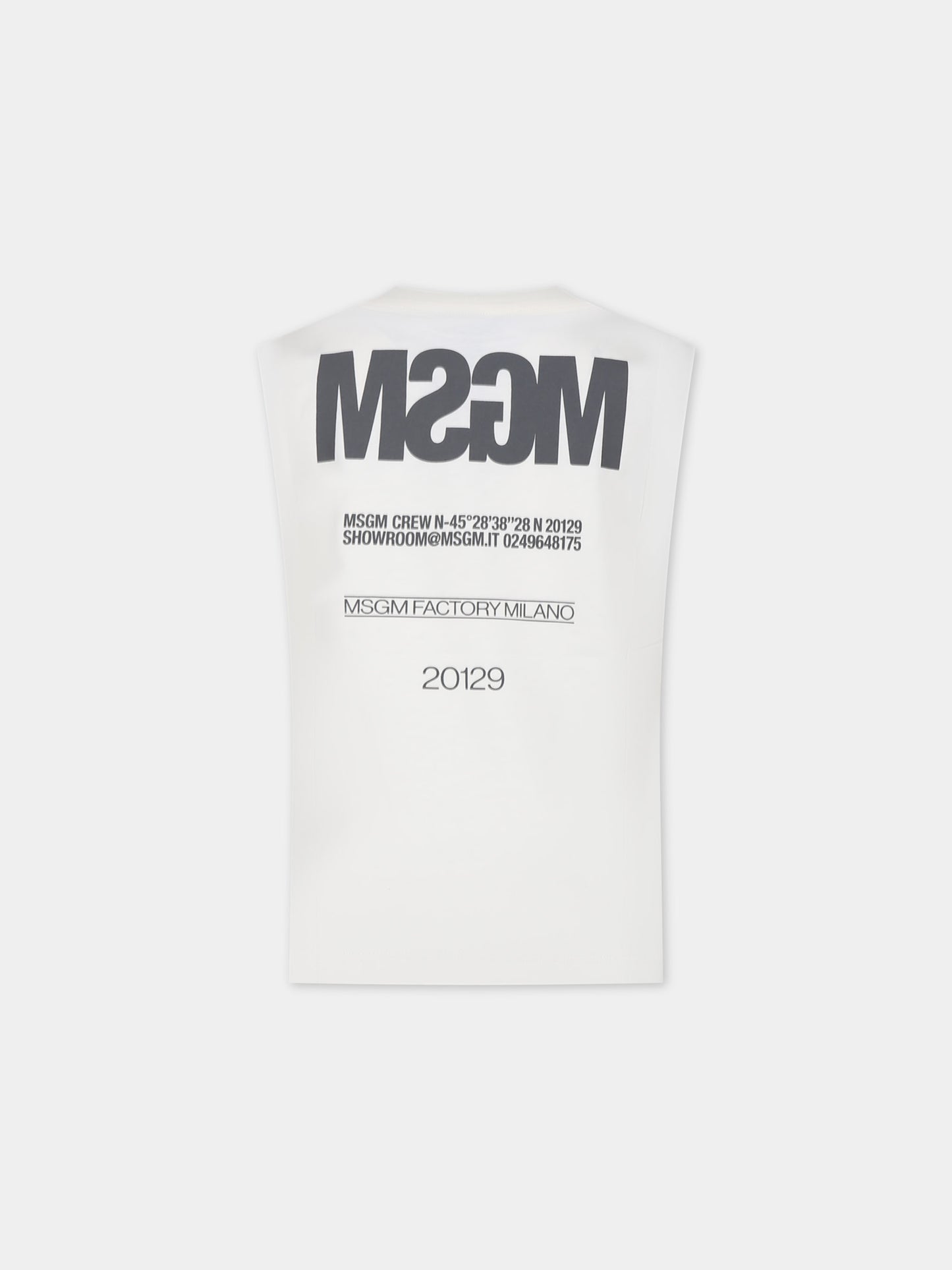Canotta avorio per bambino con logo e scritta,Msgm Kids,S4MSJBTH266 013