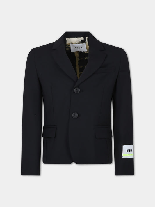 Giacca nera per bambino con logo,Msgm Kids,S4MSJBJK208 110