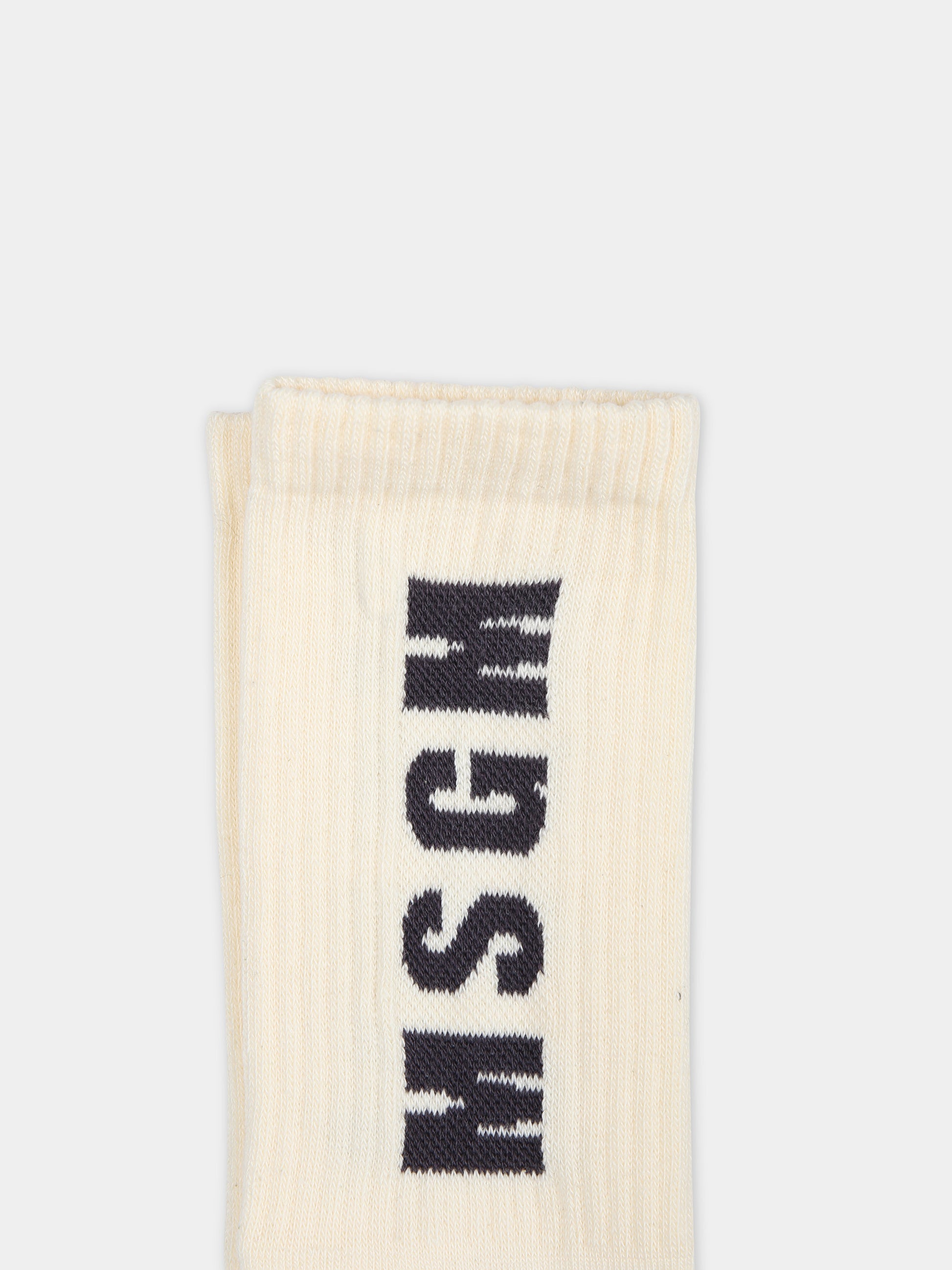 Calze avorio per bambino con logo,Msgm Kids,S4MSJBSO269 013